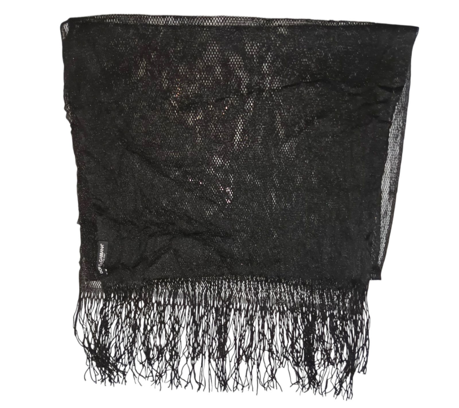 Dolce & Gabbana DOLCE & GABBANA ITALY Black Mesh Fabric Beach Wrap Shawl Size ONE SIZE - 9 Thumbnail