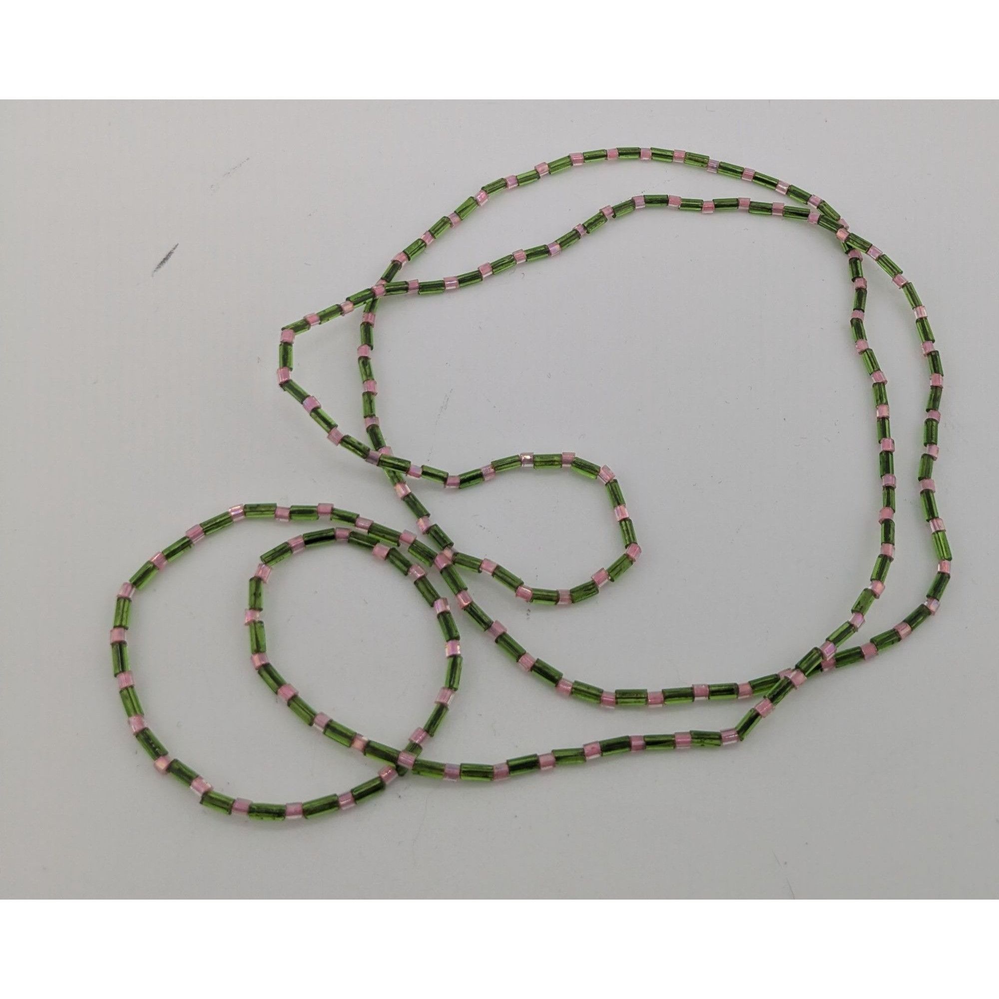 Other Cottagecore Glass Beaded Necklace With Pink & Green Cylindri Size ONE SIZE - 6 Thumbnail