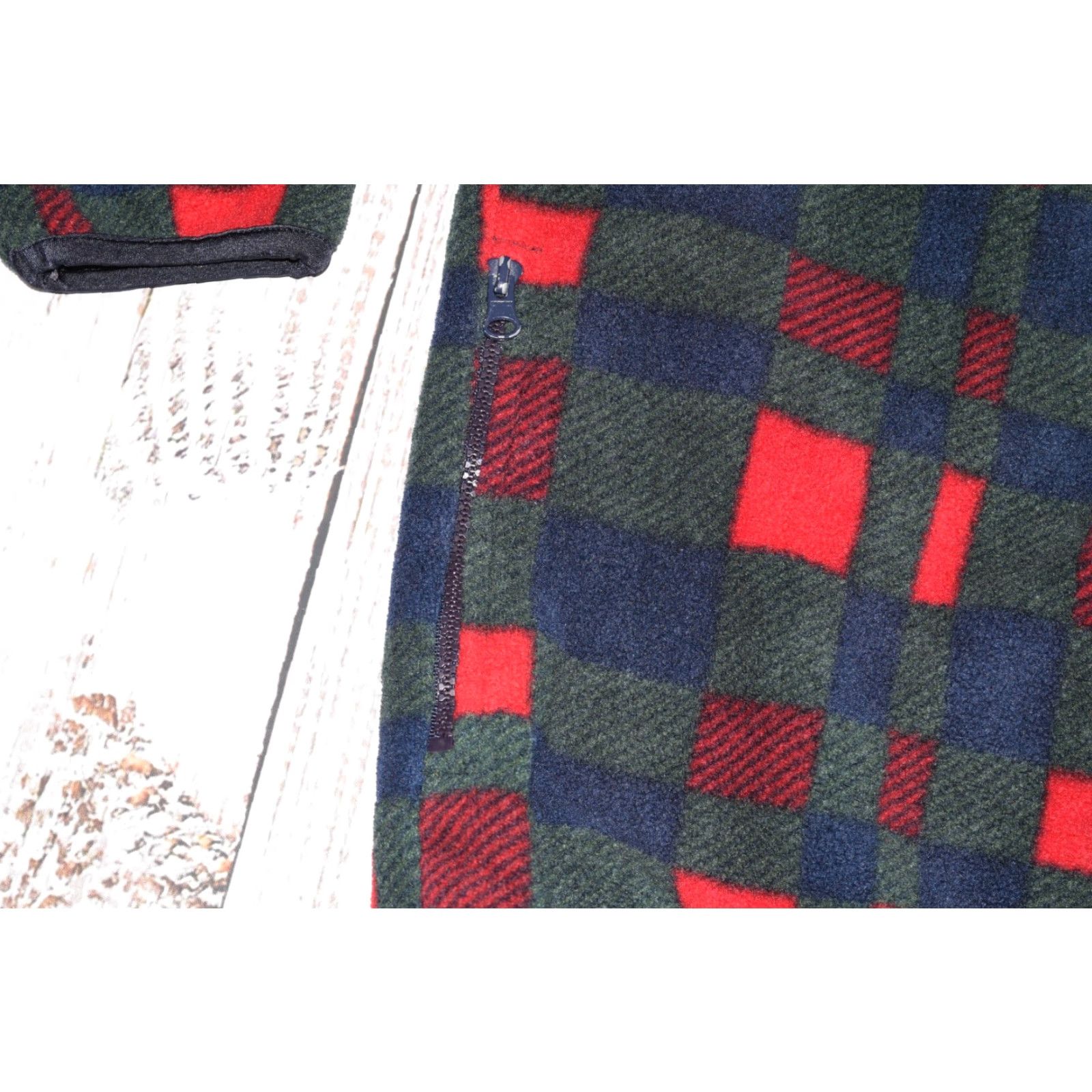 Sears VTG SEARS Trader Bay Western Plaid Fleece Jacket 1/4 Zip Retro Green Red Mens M Shirt Size US M / EU 48-50 / 2 - 4 Thumbnail