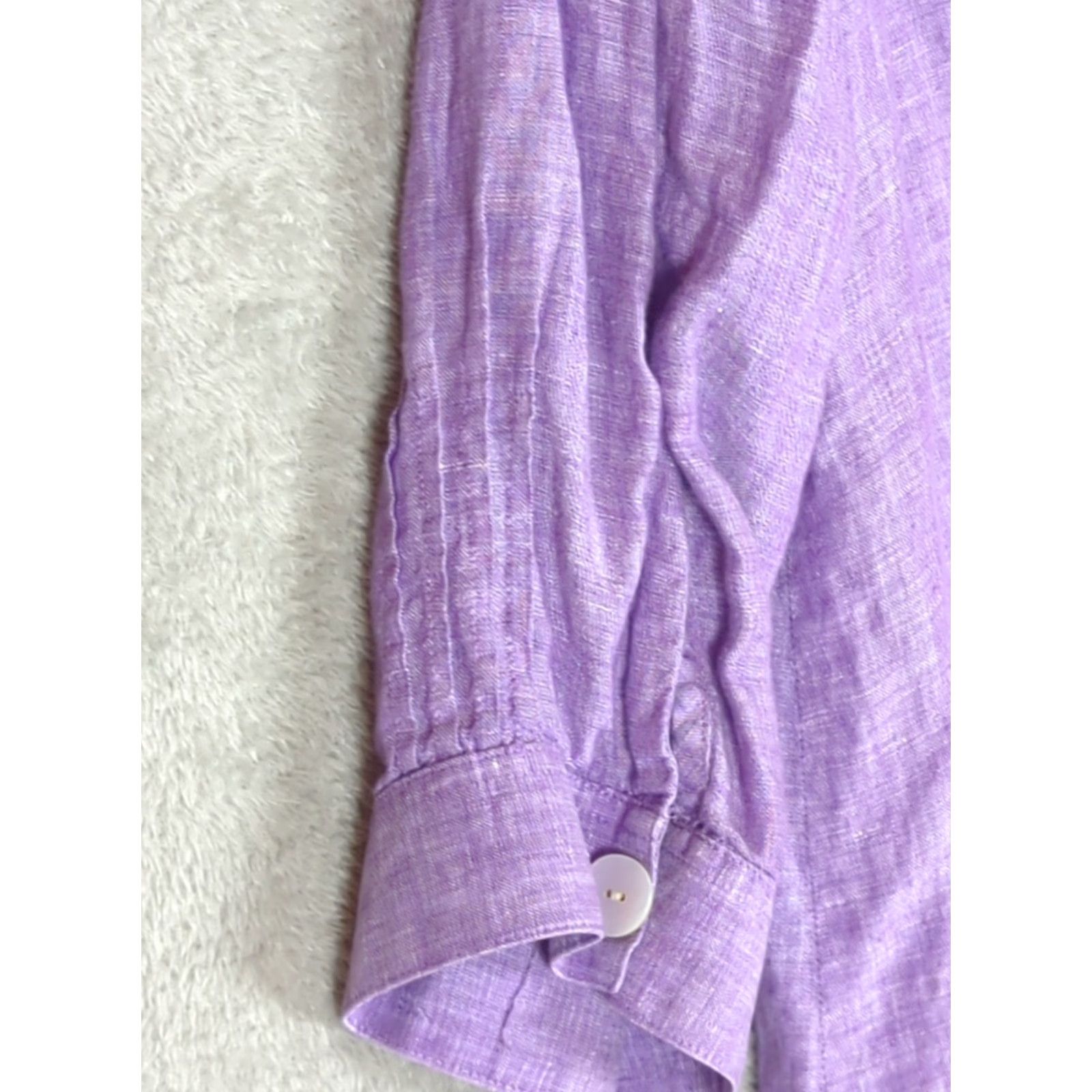 Vintage Foxcroft Linen Button Up Shirt Sz 16 Purple 3/4 Sleeve Beachy Pintuck Resort Cruise Casual Beachy Resort Size XXL / US 16-18 / IT 52-54 - 7 Thumbnail