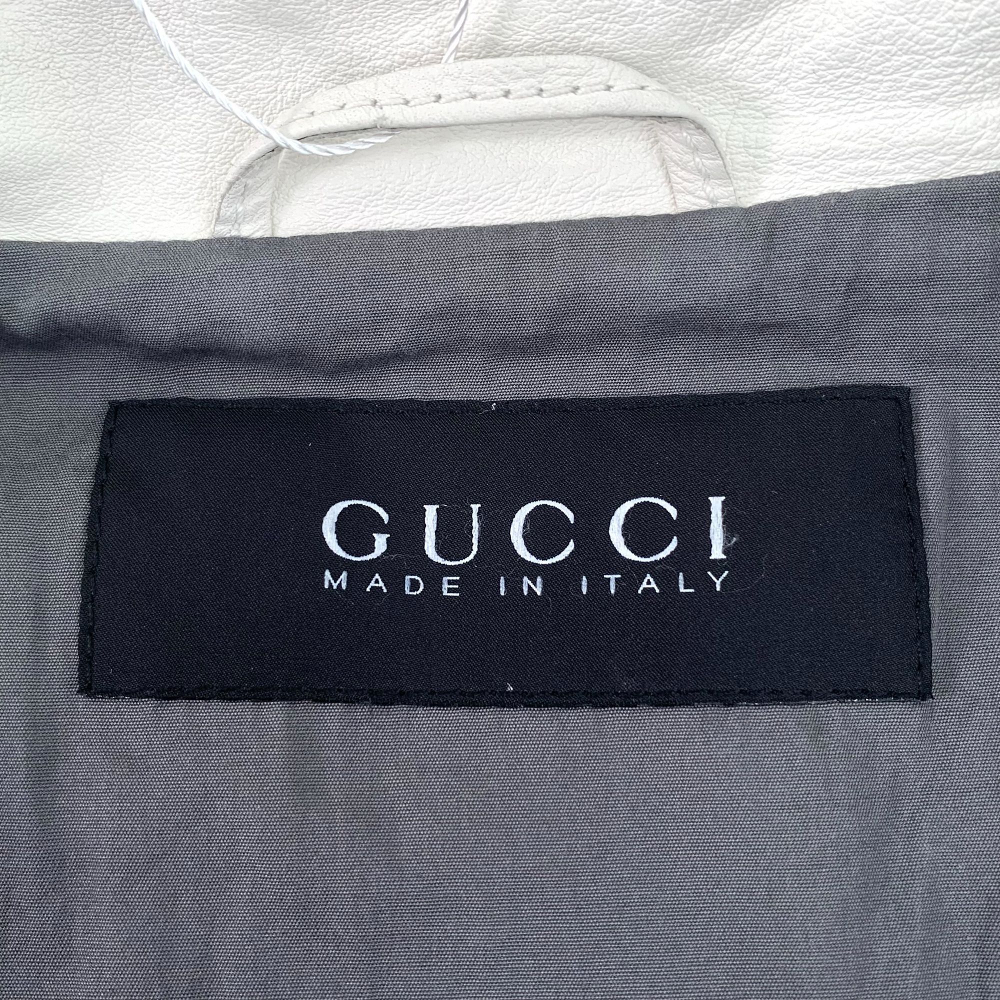 Gucci Gucci Mens Biker Jacket White Leather Size 50 Made In Italy Size US M / EU 48-50 / 2 - 8 Thumbnail