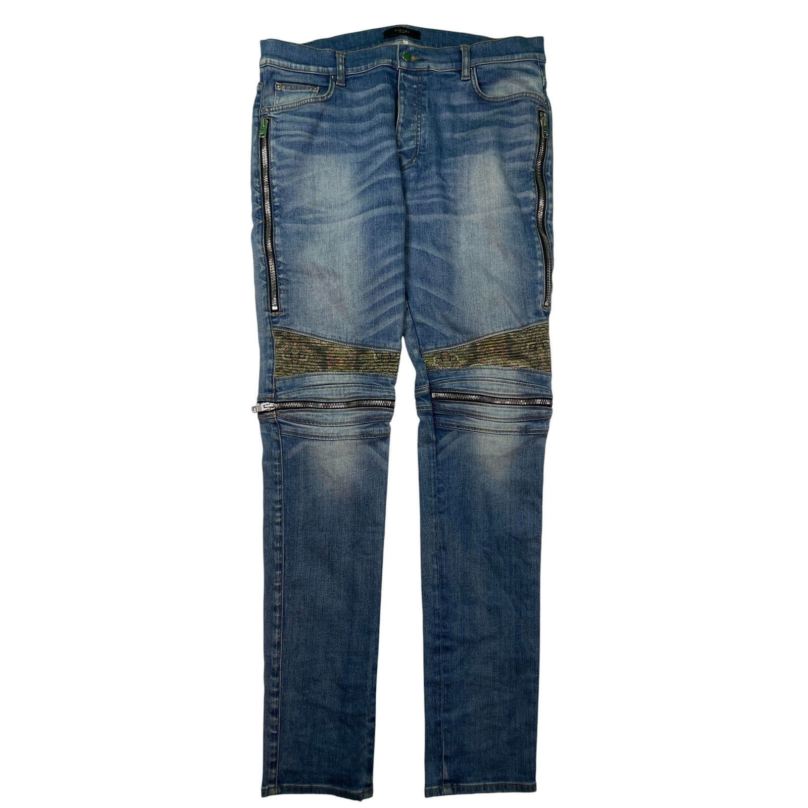 Amiri Amiri MX2 Light Wash Green Plaid Jeans Size US 38 / EU 54 - 1 Thumbnail