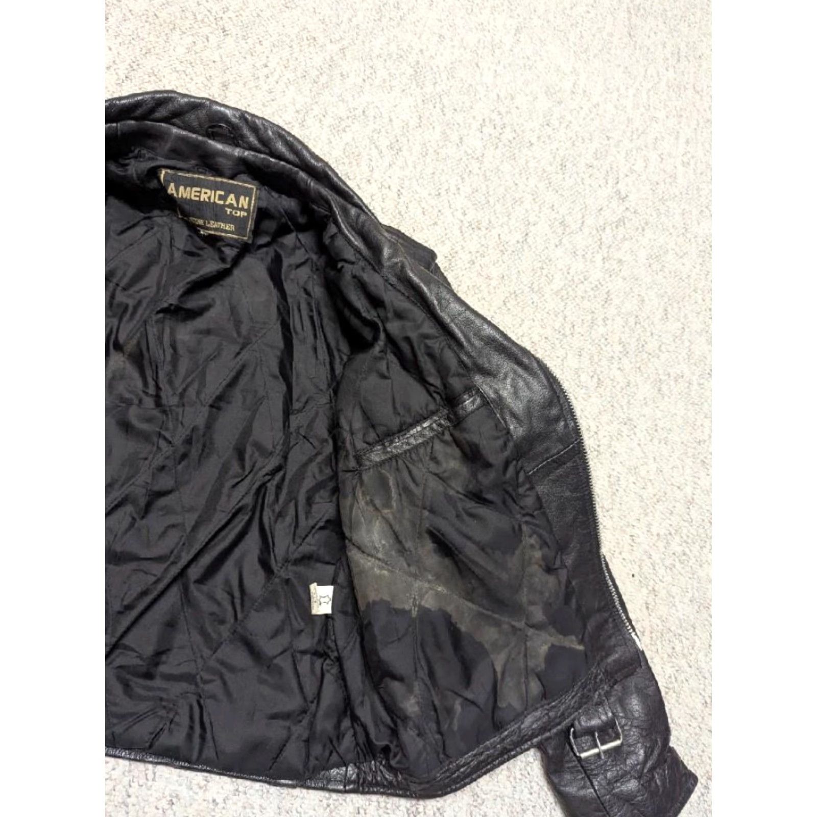 Vintage VINTAGE motorcycle jacket leather 44 black Mens L Biker Punk Harley cowhide leather jacket Size US L / EU 52-54 / 3 - 5 Thumbnail