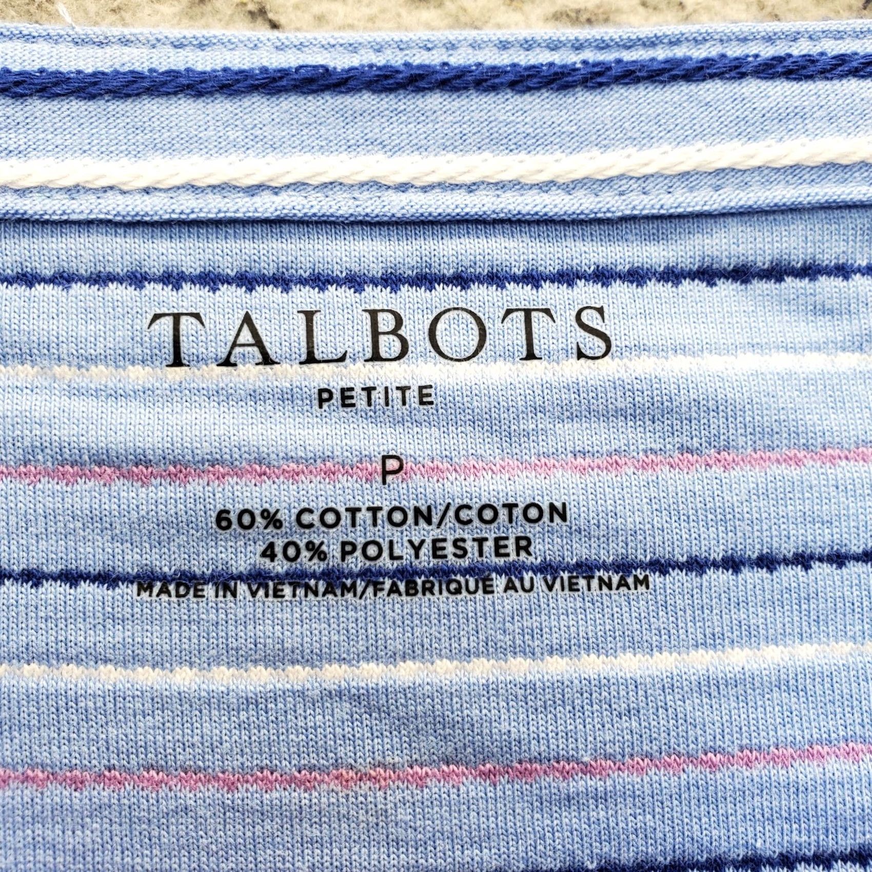 Talbots Talbots Womens Shirt Petite P Striped Ruched 3/4 Tie Sleeve Boat Neck Multicolor Cotton T-Shirt Size PP Womens Size XXS / US 00 / IT 34 - 5 Thumbnail