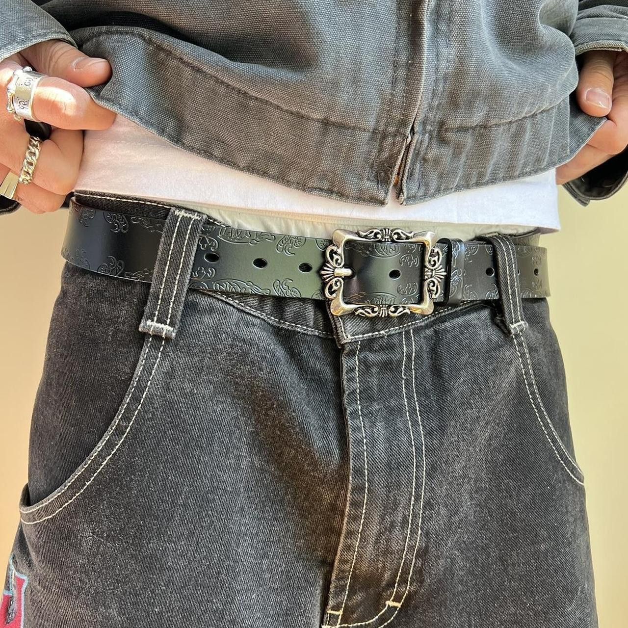 Cowboy Equipment × Vintage vintage style black american western floral design belt Size ONE SIZE - 6 Thumbnail