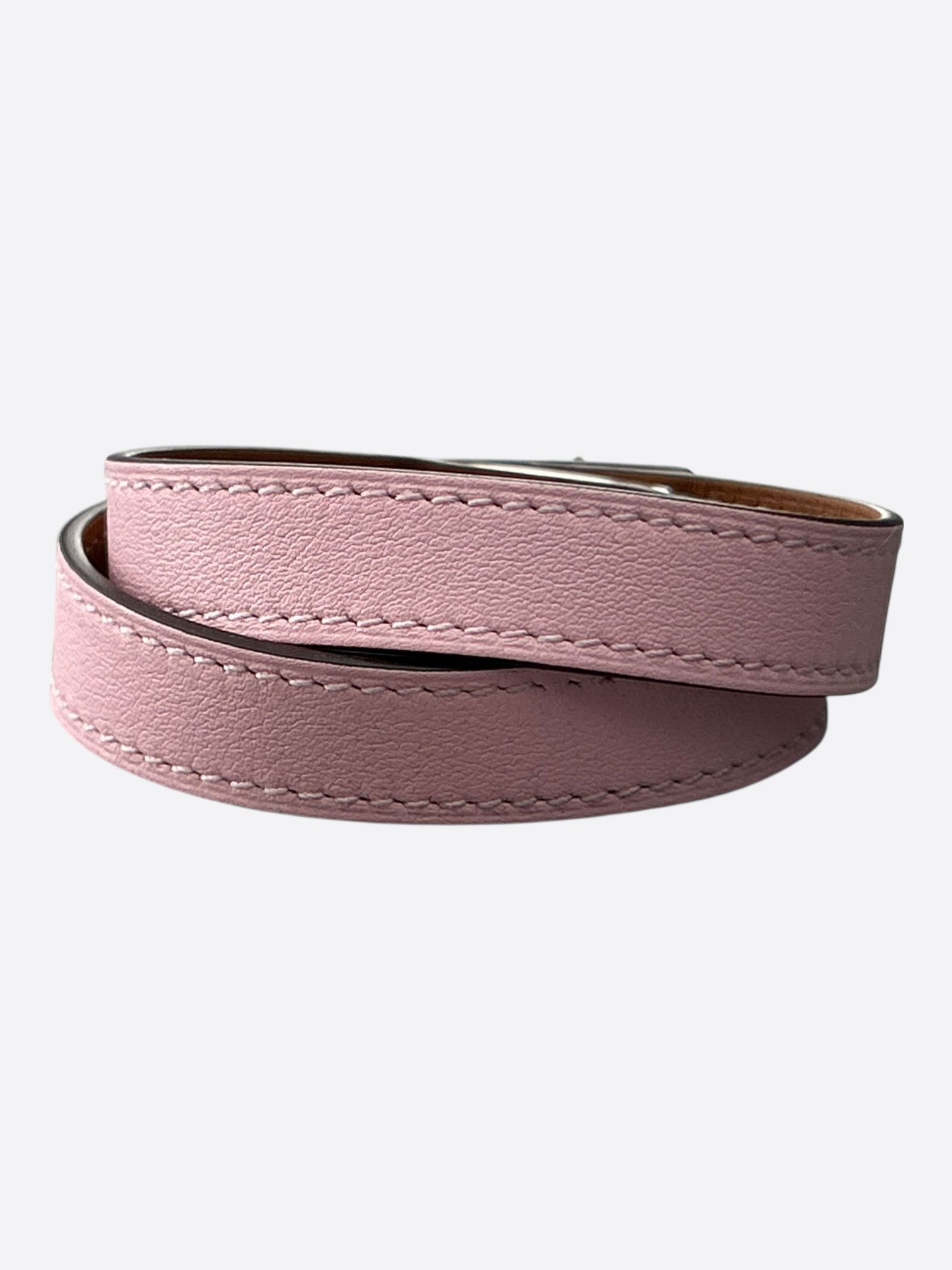 Hermes Pink Swift & Palladium Hardware Kelly Double Tour Bracelet Size ONE SIZE - 2 Thumbnail