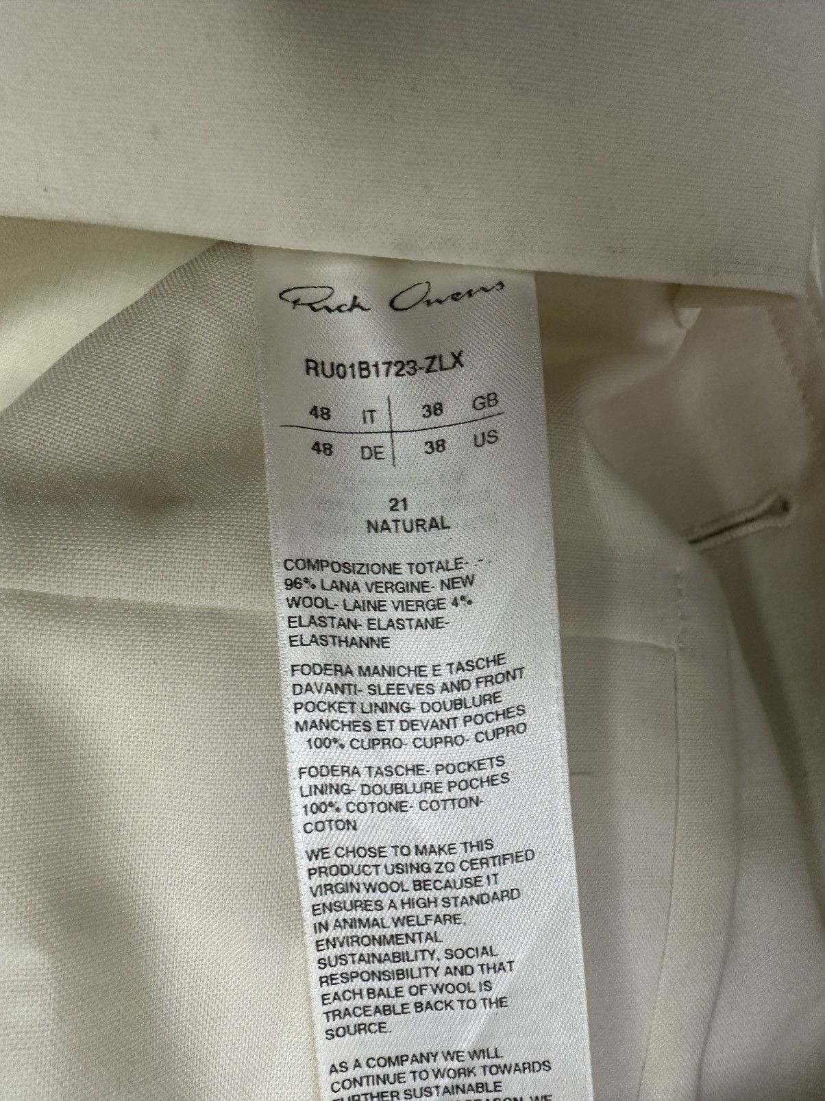 Rick Owens SS22 ‘FOGACHINE’ Zanlight Wool Fogpocket Blazer Size US M / EU 48-50 / 2 - 7 Thumbnail