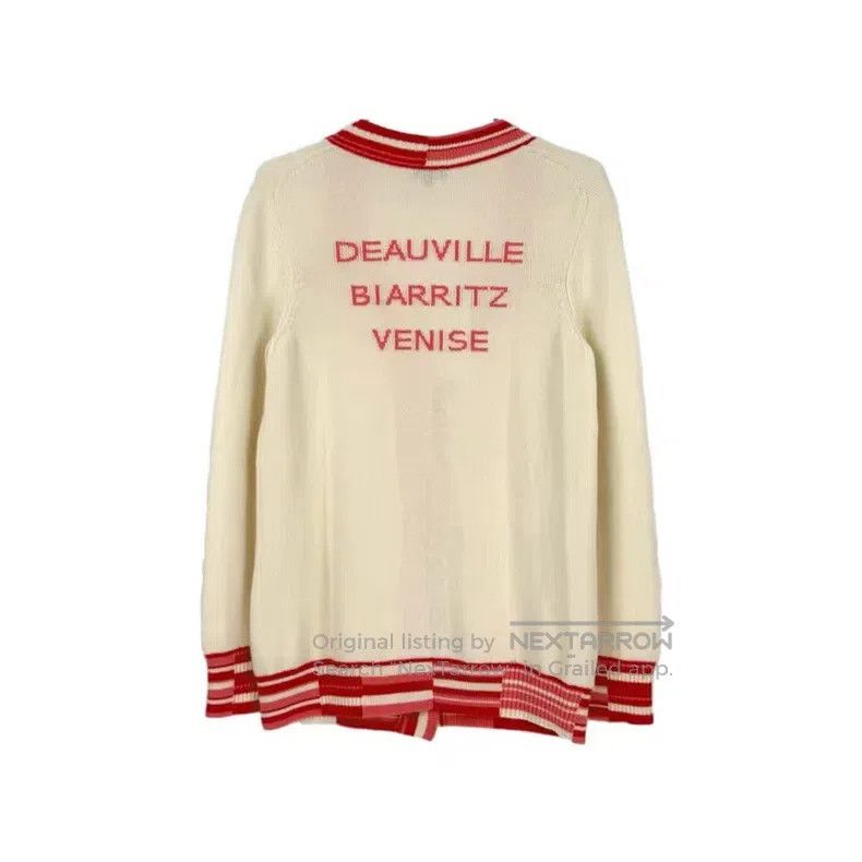 Chanel Chanel Red and white classic logo buttoned cashmere cardig Size XS / US 0-2 / IT 36-38 - 2 Thumbnail