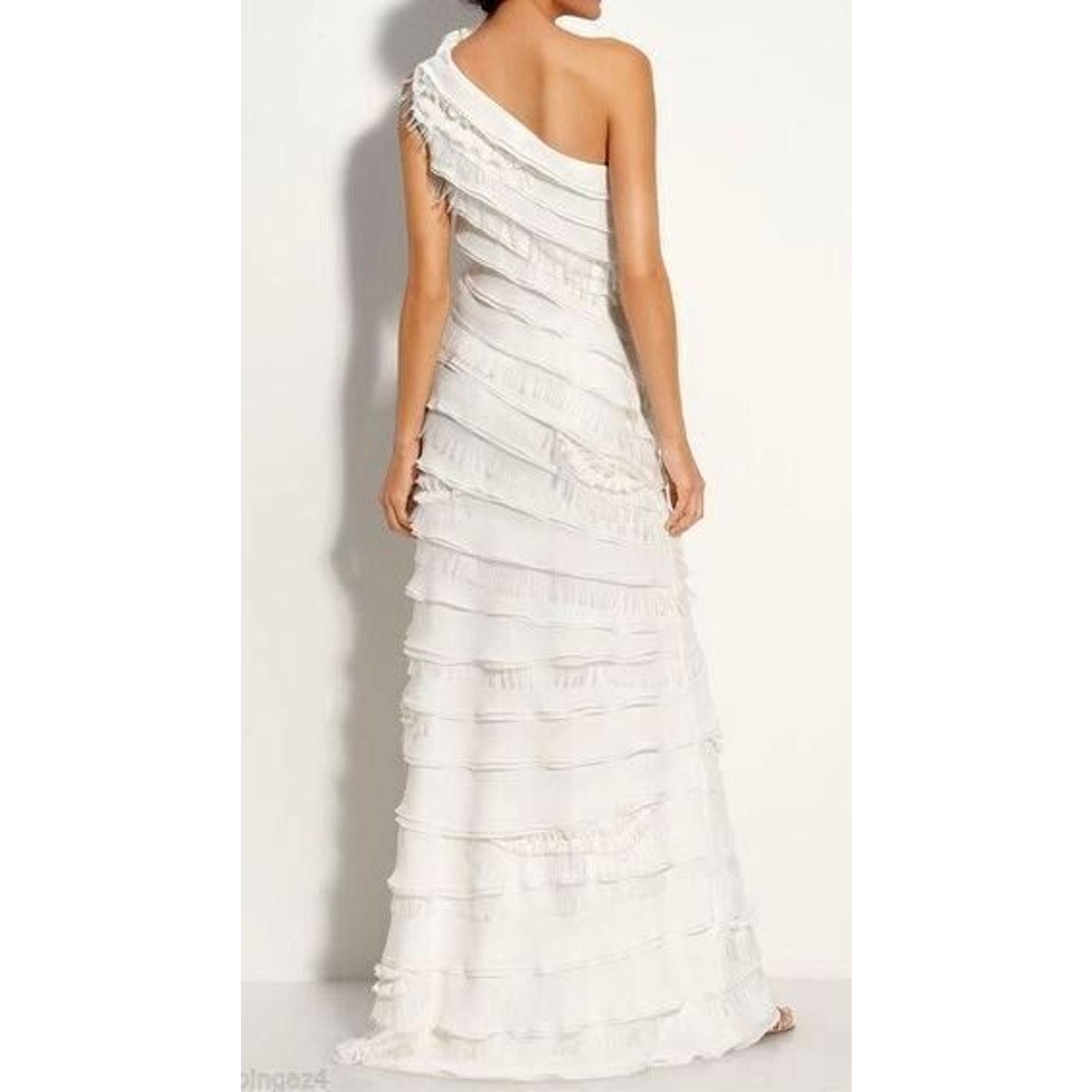 Tadashi Shoji NWT TADASHI SHOJI Chiffon One Shoulder Wedding Dress 4 $548 Size S / US 4 / IT 40 - 2 Thumbnail