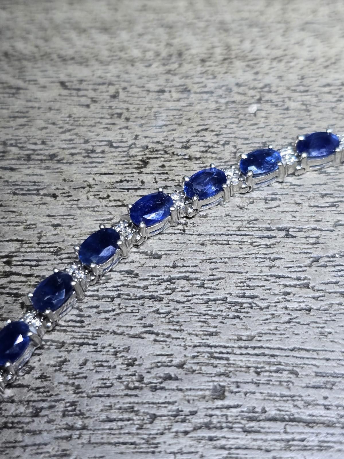 The Unbranded Brand 14k White Gold Blue Sapphire Diamond Tennis Bracelet 11ctw Size ONE SIZE - 1 Thumbnail