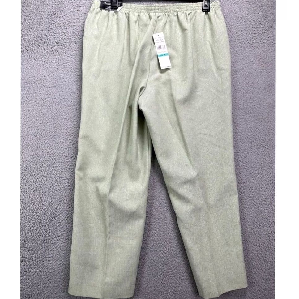 Vintage NEW Alfred Dunner Green Classic Fit Pull On Pants Womens 16 Elastic Waist Pockets Casual Office Wear Size 38" / US 16 / IT 52 - 2 Thumbnail