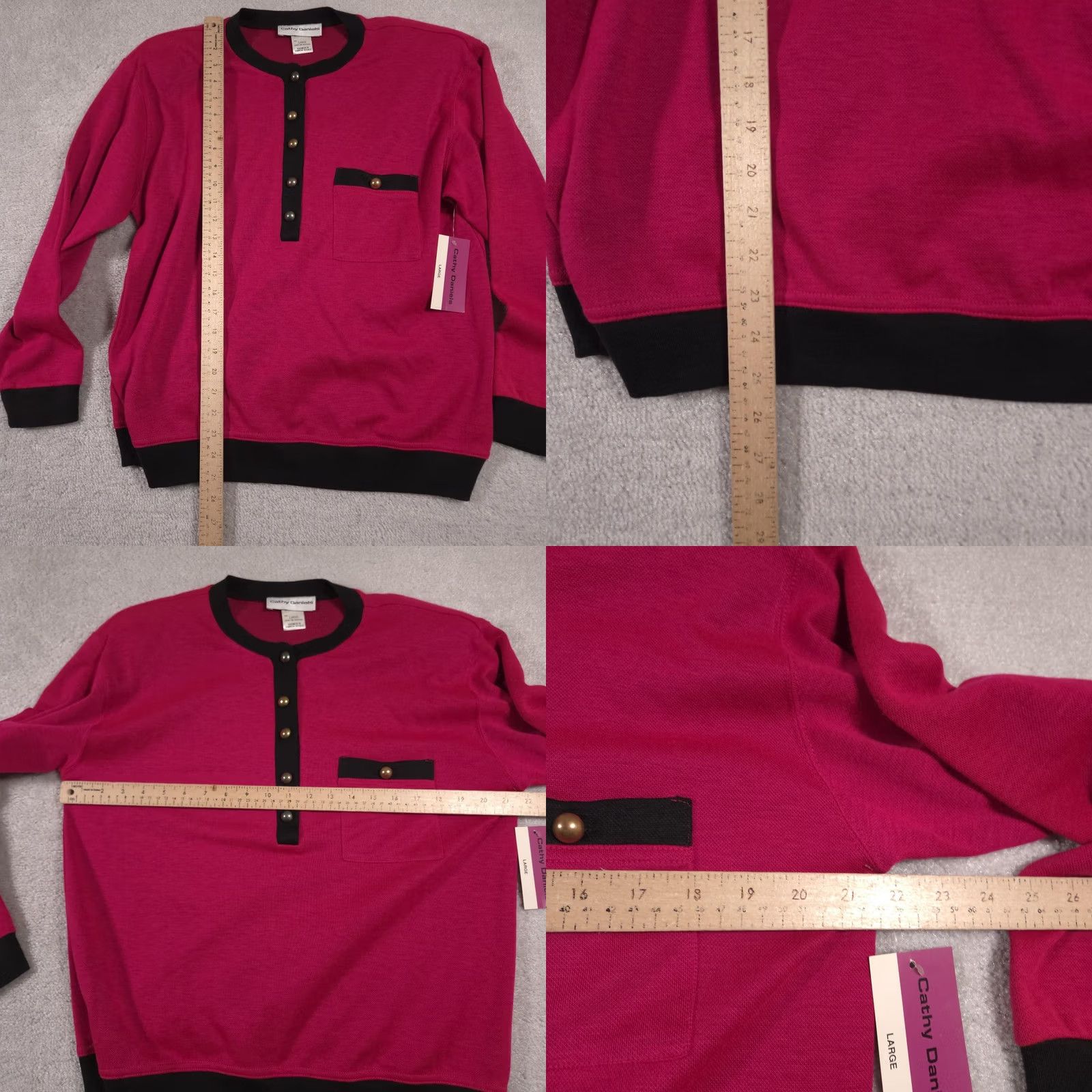 Vintage Cathy Daniels Sweater Womens Large Pink Pocket Long Sleeve NWT Pullover Crew Neck Size L / US 10 / IT 46 - 9 Thumbnail