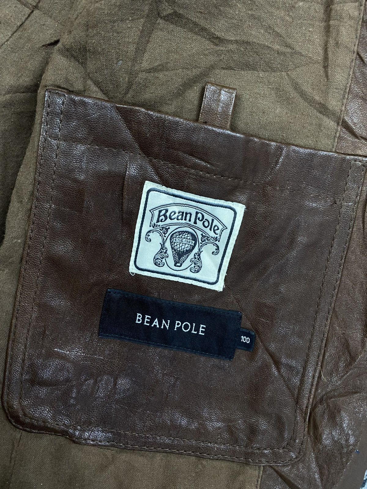 BEANPOLE 🔥Bean Pole Multipcoket Brown Stand Collar Leather Jacket Size US M / EU 48-50 / 2 - 14 Thumbnail