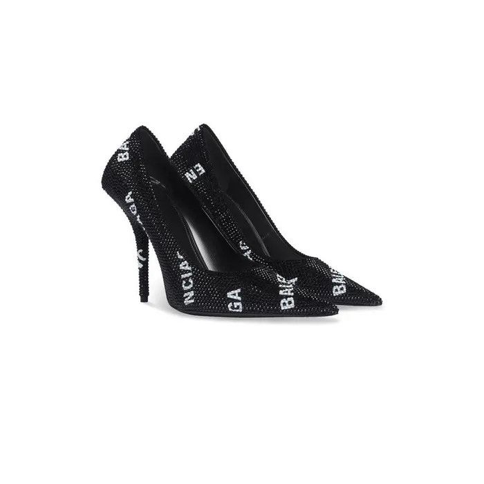 Balenciaga o1bcso1str0126 Square Knife 110mm Pumps With Allover Black Size US 11 / IT 41 - 2 Thumbnail