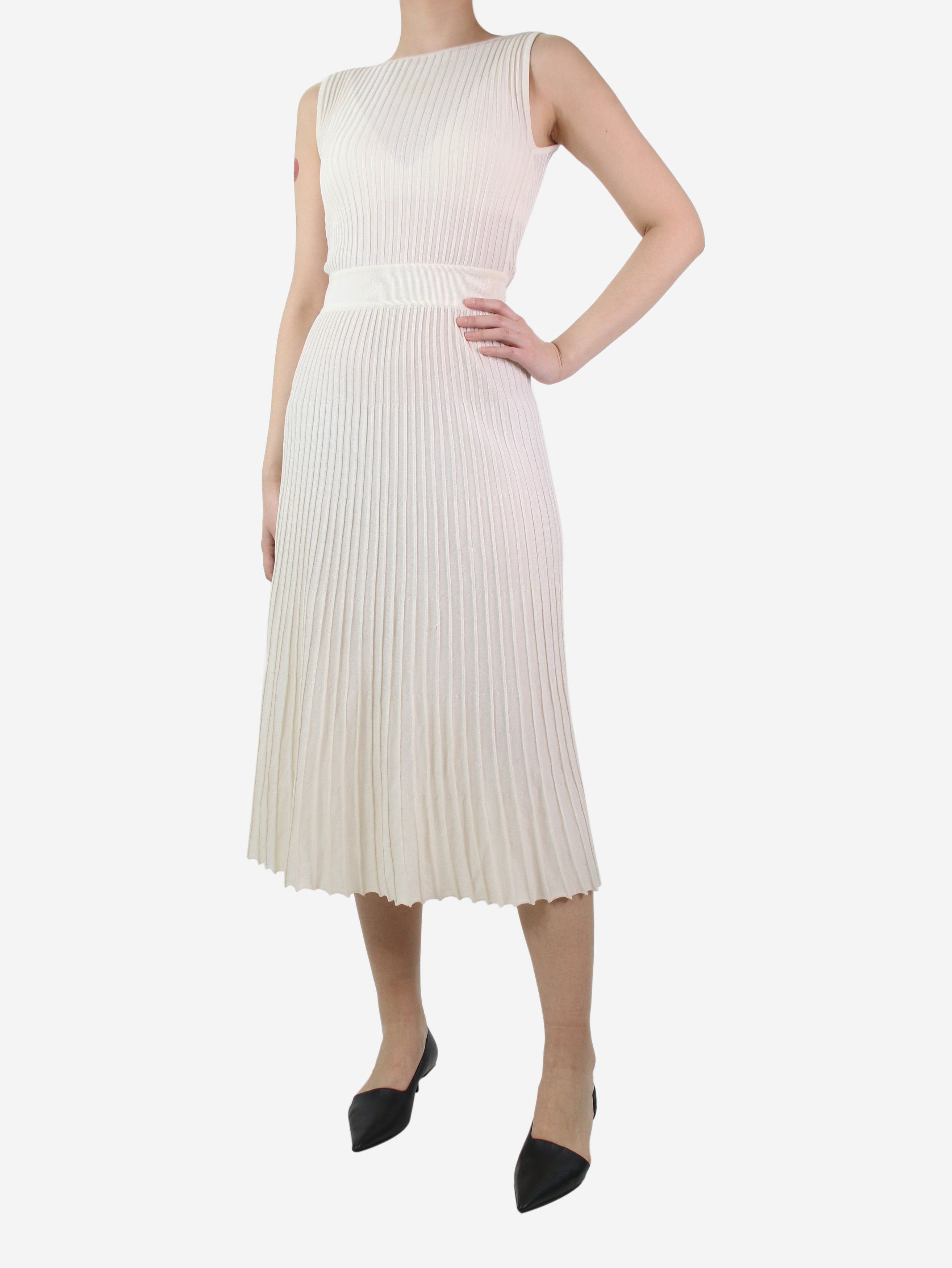 image of Loro Piana Cream Sleeveless Ribbed Dress - Size Uk 8, Women's