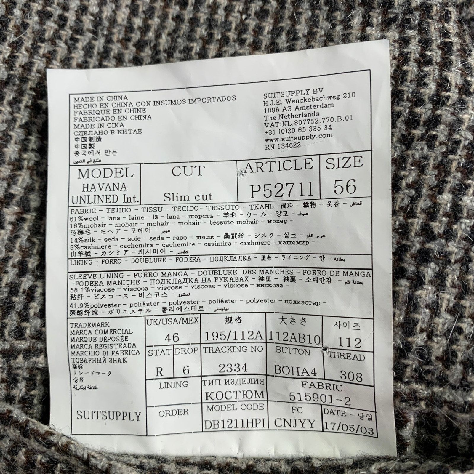 Suitsupply SUIT SUPPLY Size 46 Grey Charcoal Tweed Wool Blend Coat Size US XL / EU 56 / 4 - 8 Thumbnail