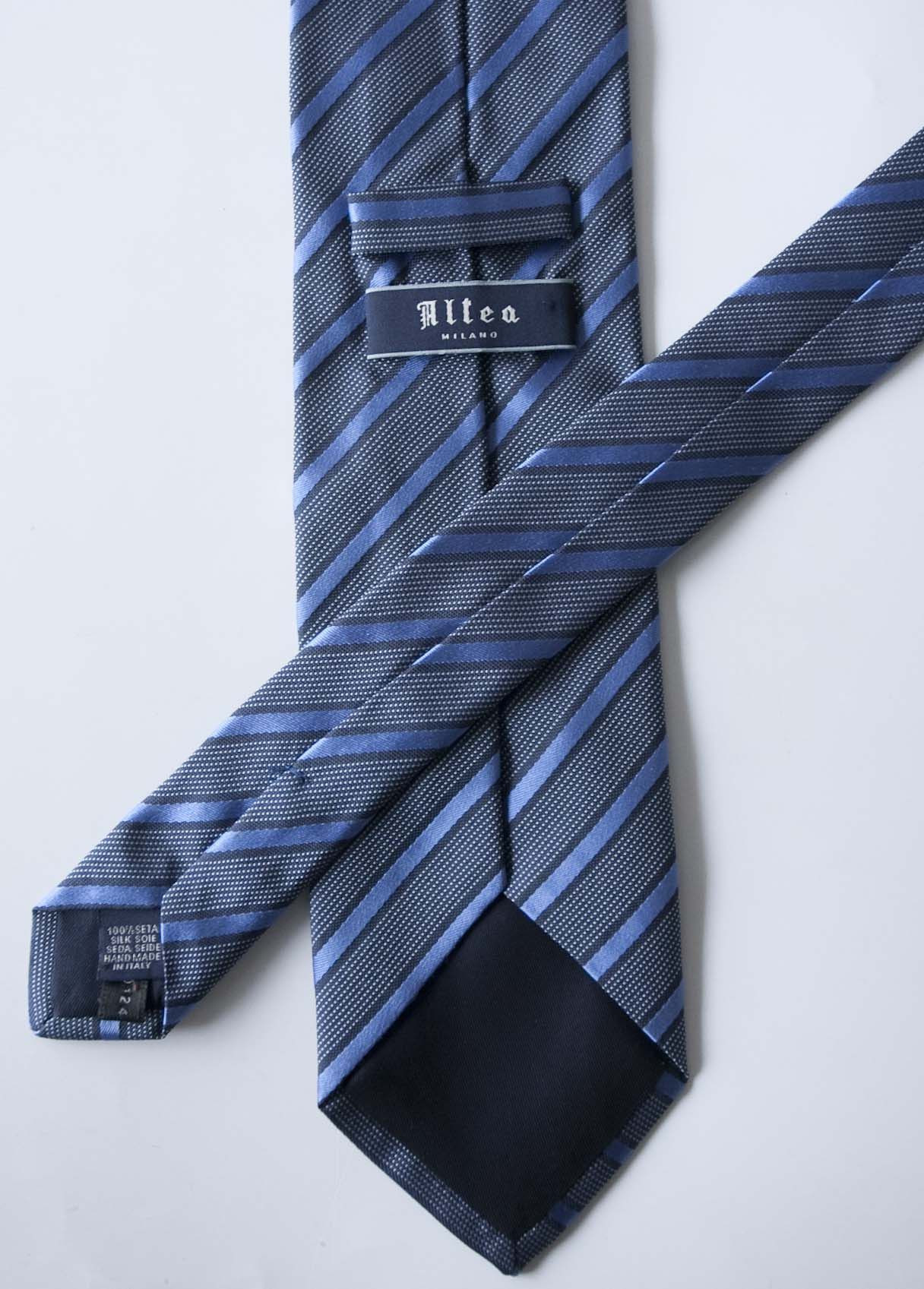 Altea Altea Milano Tie 100% Silk Made in Italy Blue / Gray Size ONE SIZE - 3 Thumbnail