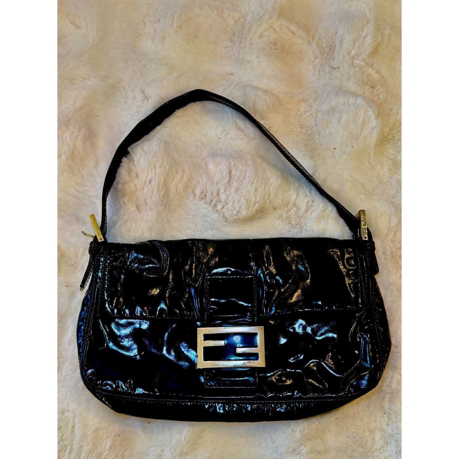 Fendi Vintage Rare Black Patent Leather FENDI BAGUETTE Handbag Size ONE SIZE - 1 Thumbnail
