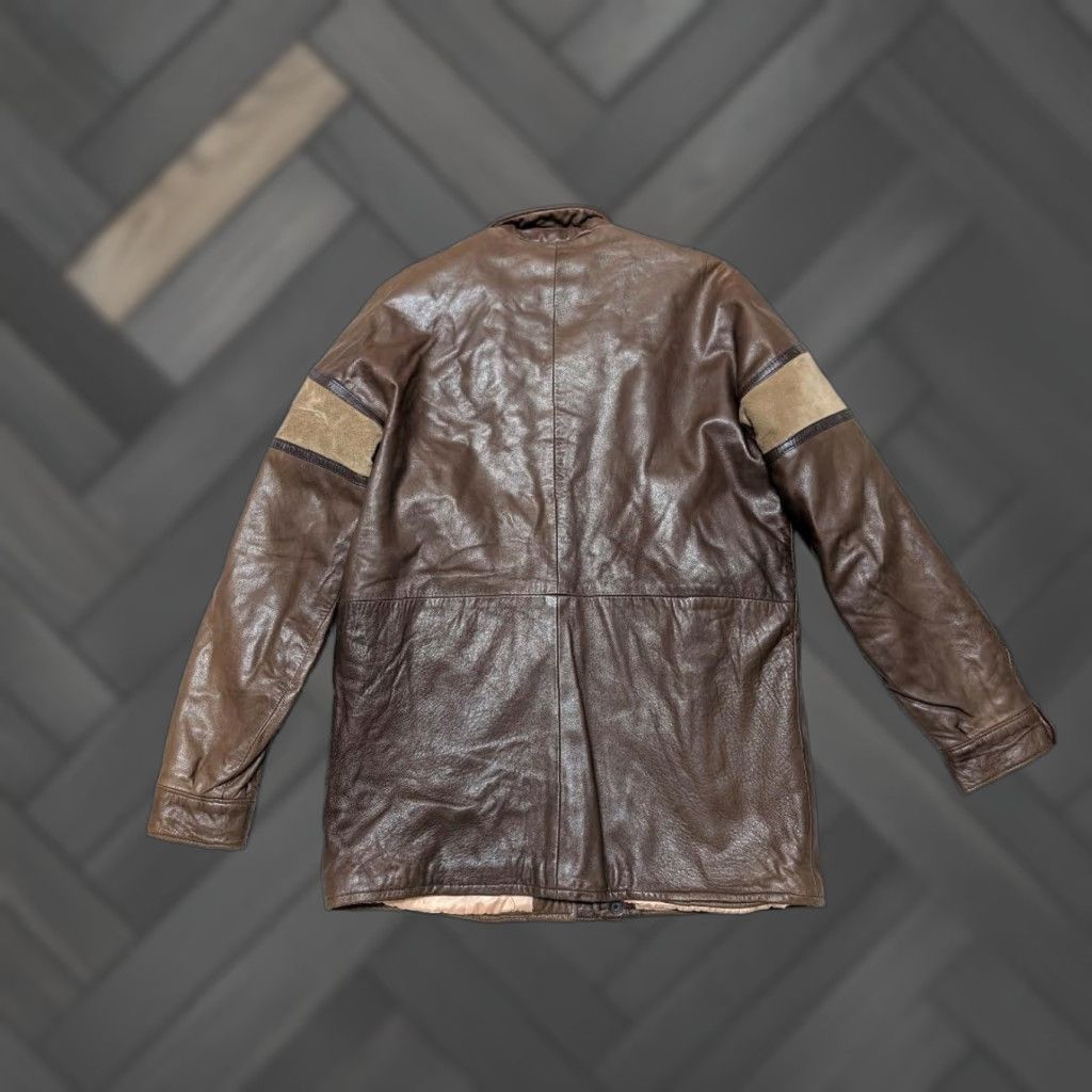 Vintage VINTAGE CUSTOM MOTORCYCLE leather JACKET Men S Brown Striped Lambskin Suede 38 Chest Zip Made in Canada Mens Jacket Size US S / EU 44-46 / 1 - 1 Thumbnail