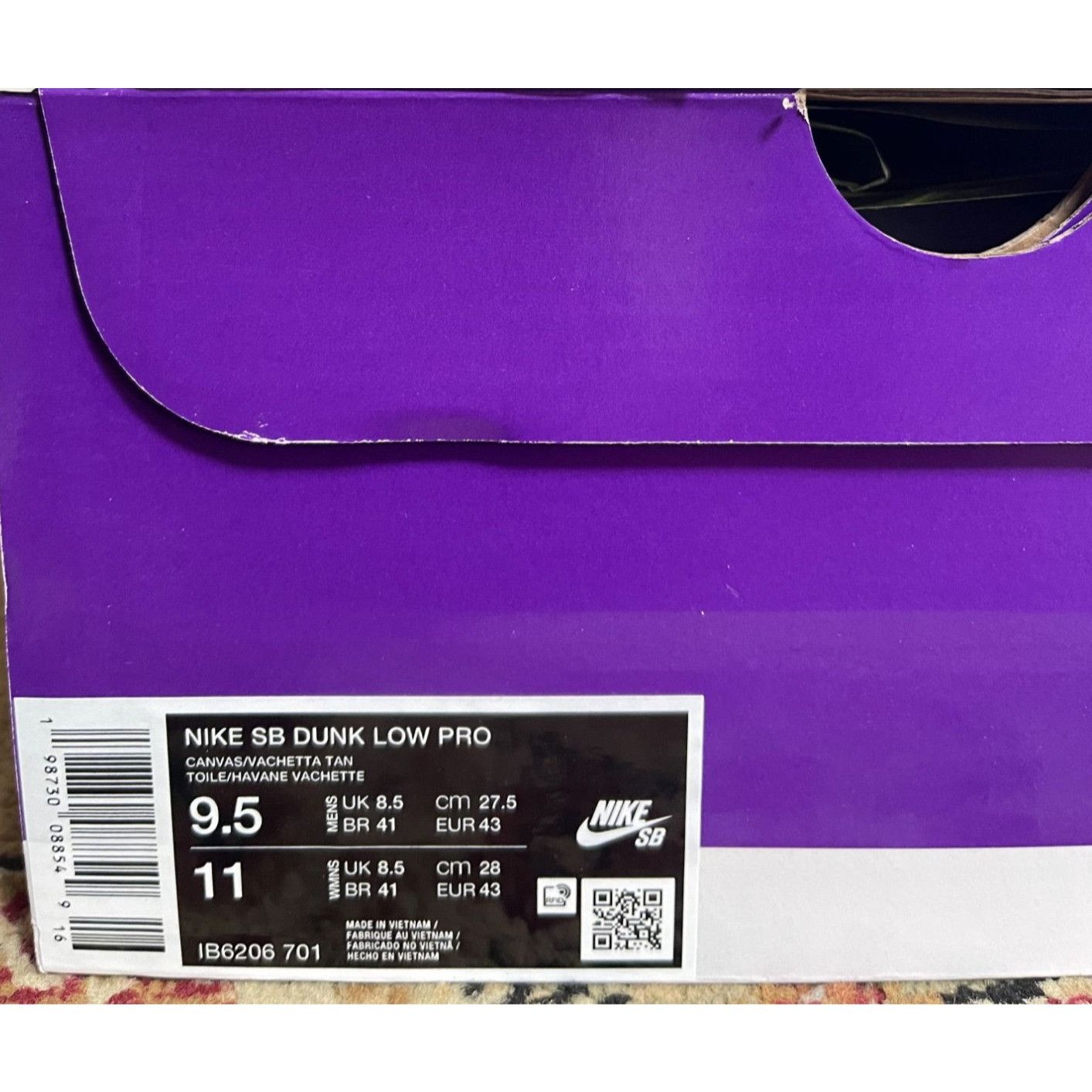 Nike Nike SB Dunk Low Pro Som Tum Canvas Mens 9.5us Size US 9.5 / EU 42-43 - 9 Thumbnail