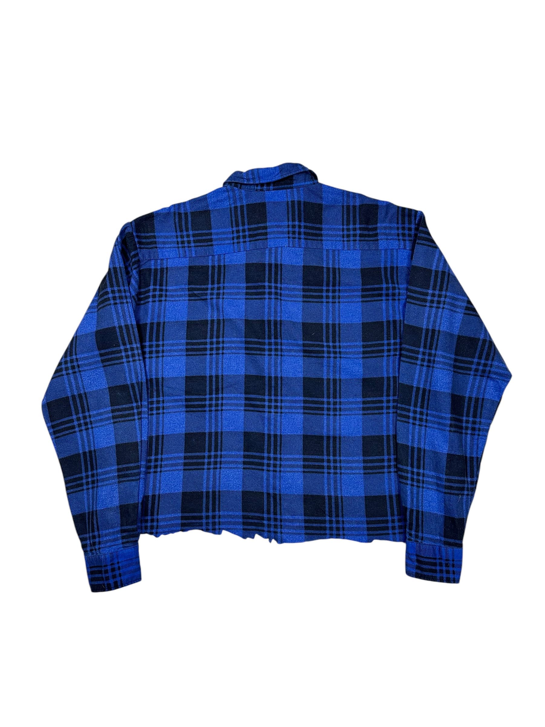 Japanese Brand × Vintage Vintage y2k Blue Flannel Cropped Button Up Shirt Size US L / EU 52-54 / 3 - 2 Thumbnail