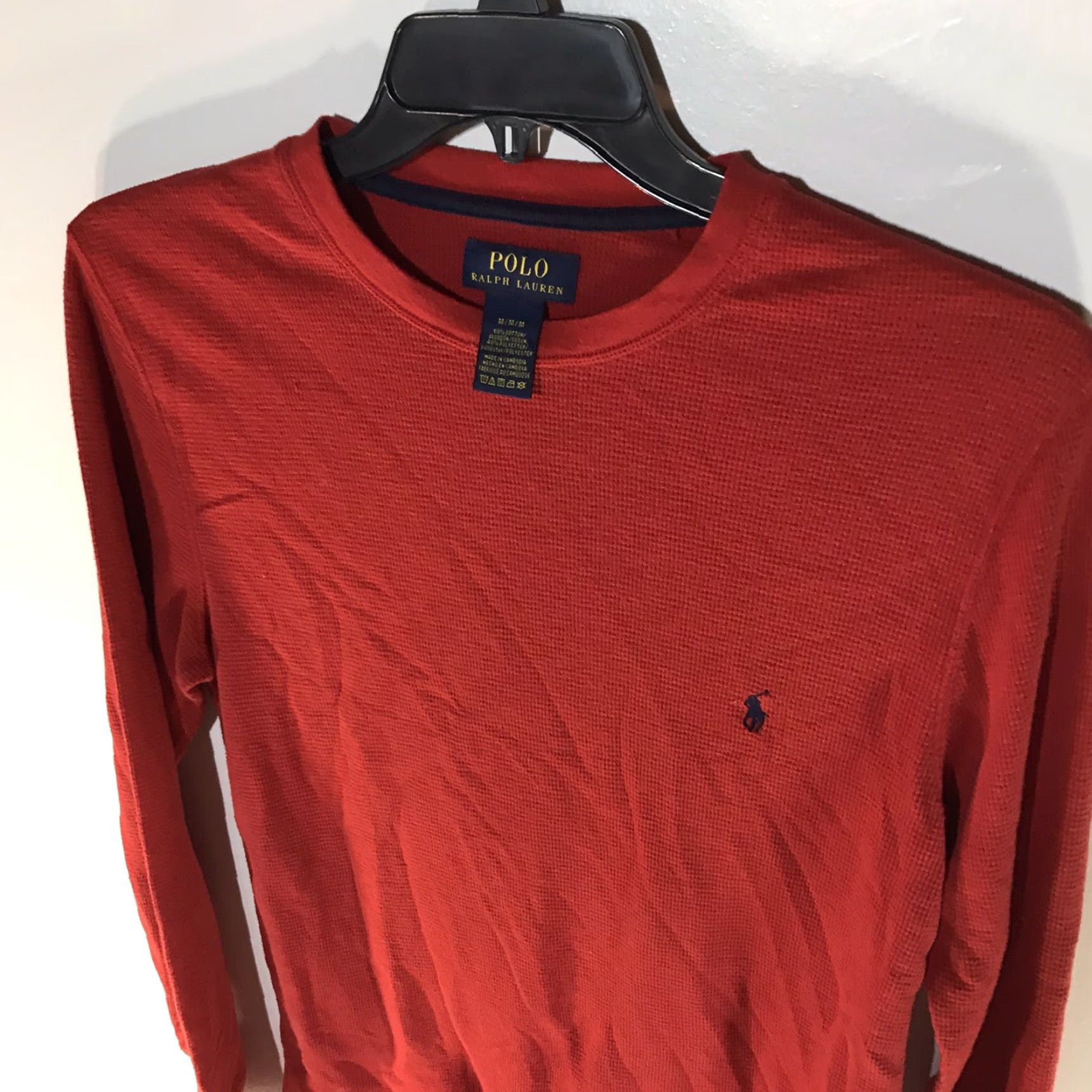 Polo Ralph Lauren Polo Ralph Lauren Red Waffle Knit Thermal Shirt Mens Size M Cambodia Size US M / EU 48-50 / 2 - 2 Thumbnail