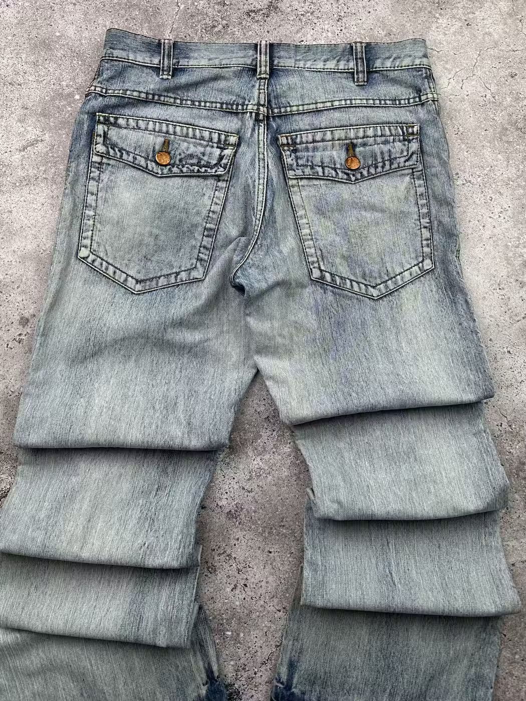 Japanese Brand Vintage Faded Biker Wide Flare Jeans C213(V393)E2 Size US 36 / EU 52 - 8 Thumbnail