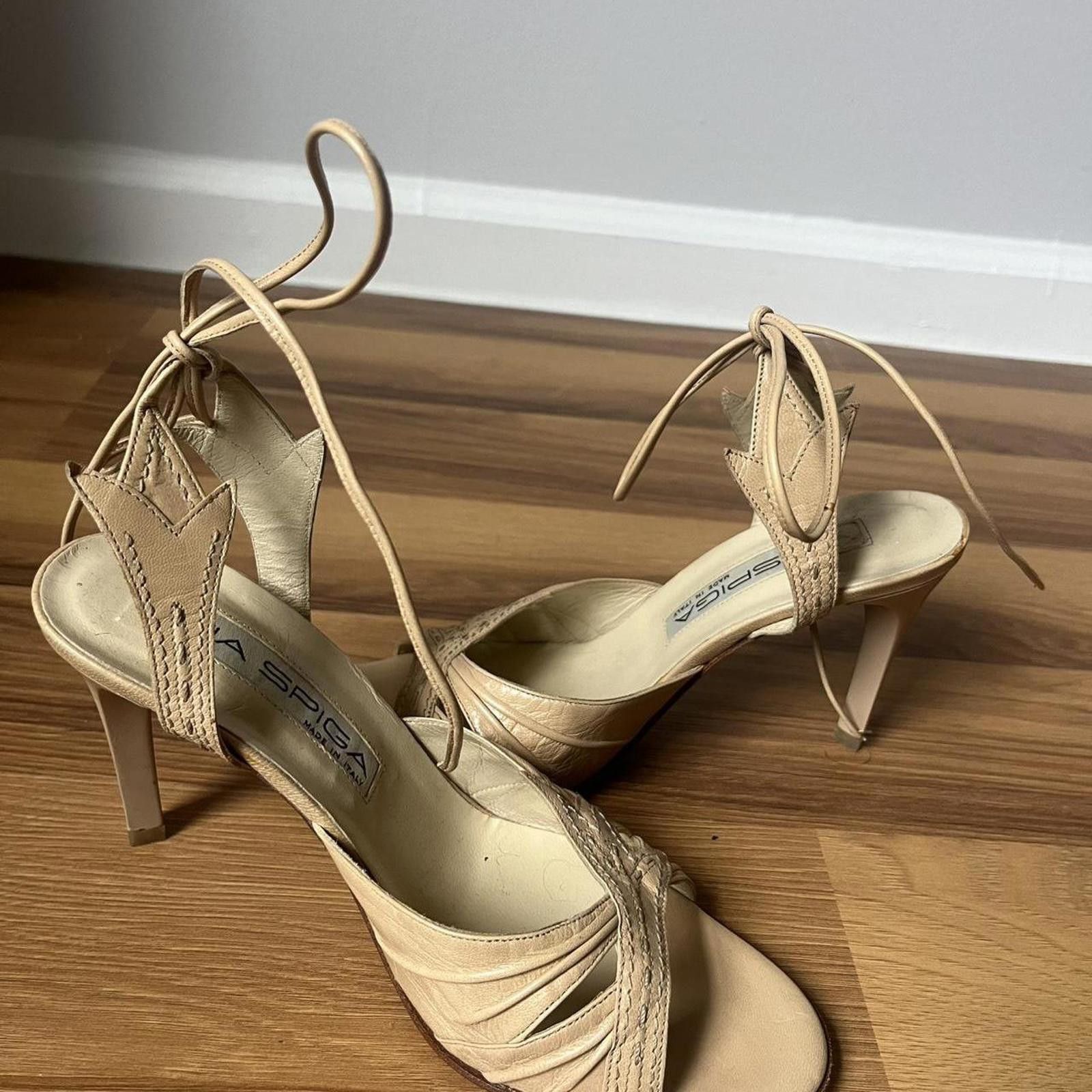 Other Cream lace up heels with a 3.5" heel #heels #laceup Size US 6.5 / IT 36.5 - 4 Thumbnail