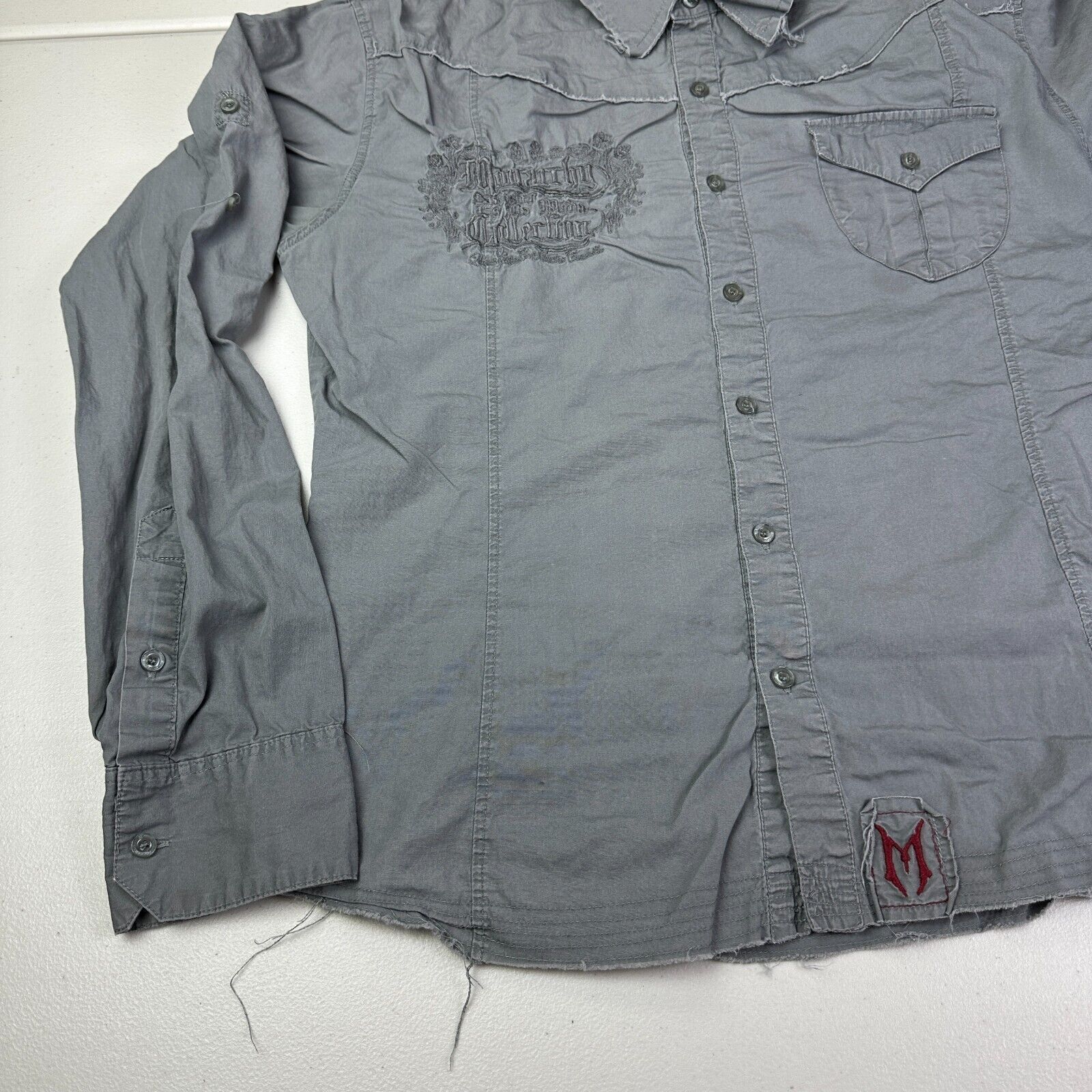 Monarchy Monarchy Embroidered Biker Moto Button Up Shirt Long Sleeve Size US XL / EU 56 / 4 - 3 Thumbnail