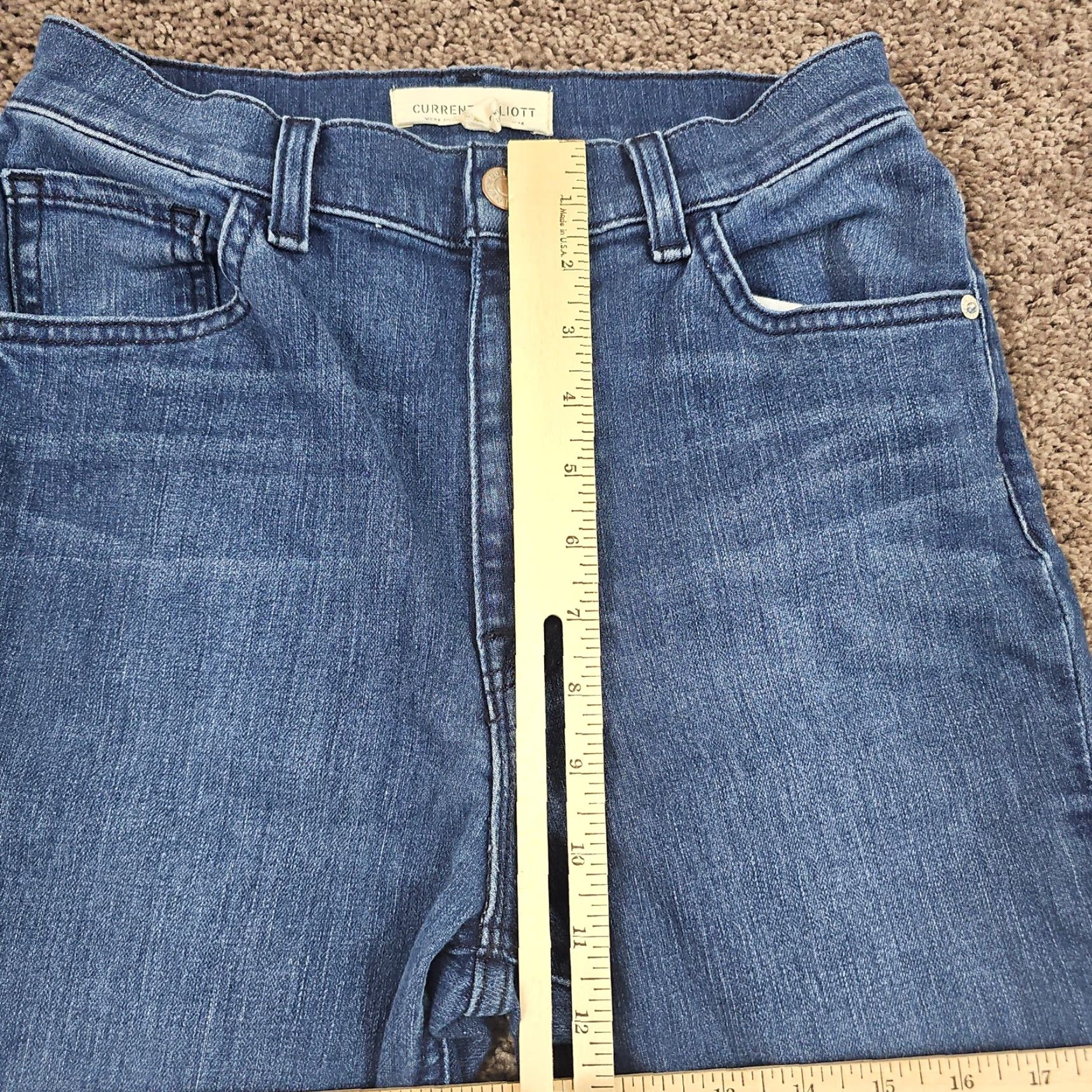 Vintage Current/Elliott Jeans Womens 26 Flared High Rise Dark Wash Stretch Frayed 23x32 Blue Denim Cotton Polyester Spandex Jeans Womens 90s? Size 26" / US 2 / IT 38 - 4 Thumbnail