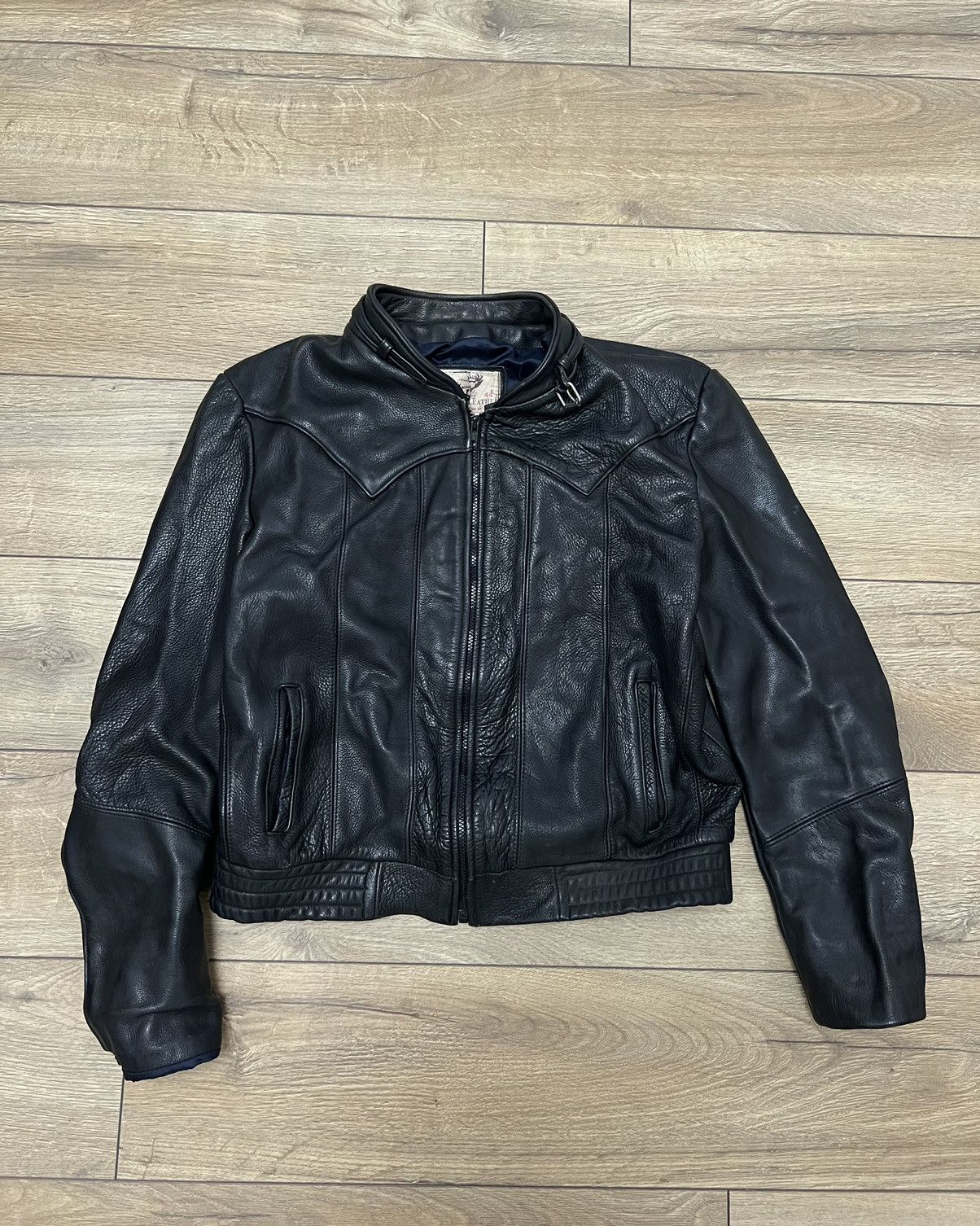 image of Cowboy Equipment x Genuine Leather Vintage Genuine Cowboy Leather Jacket in Black (Size Small)