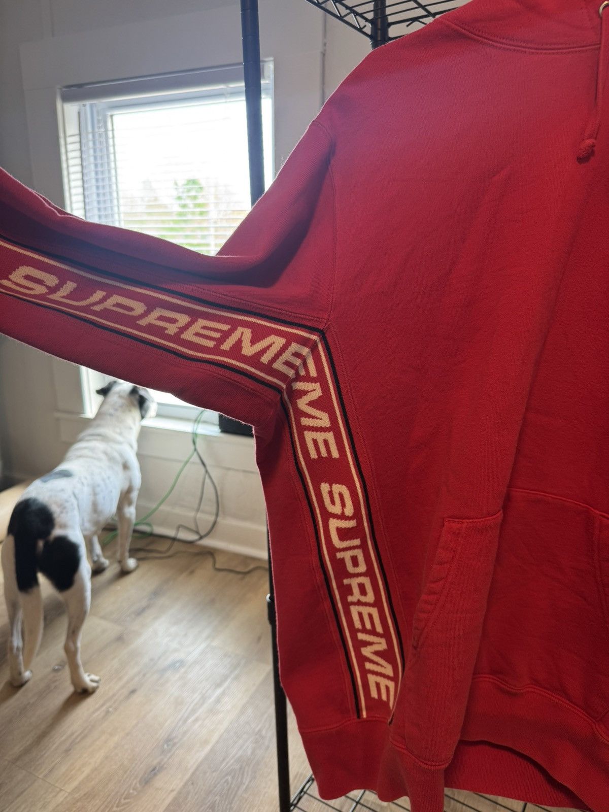Supreme Supreme Text Rib Hooded Sweatshirt Red Size US M / EU 48-50 / 2 - 3 Thumbnail
