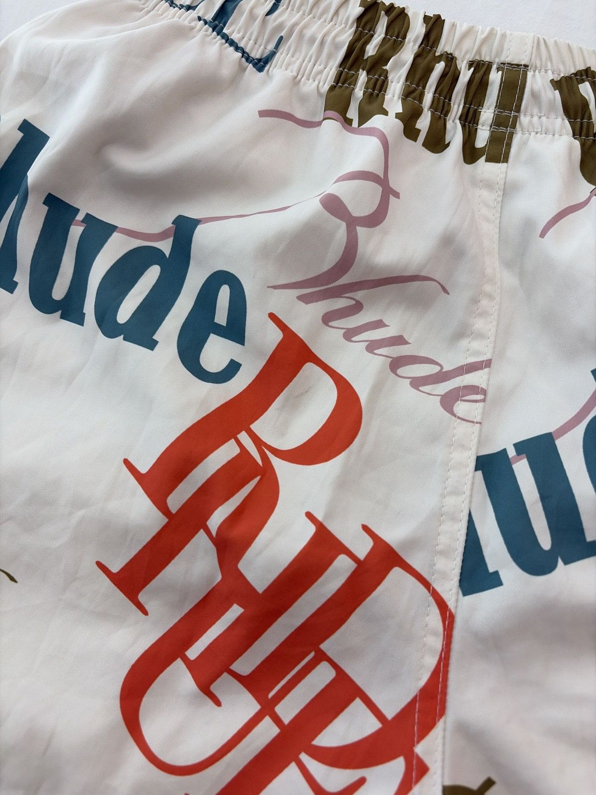 Rhude Rhude ‘Mash Up Logo Swim Trunks Cream/Multicolor’ Size US 26 / EU 42 - 13 Thumbnail