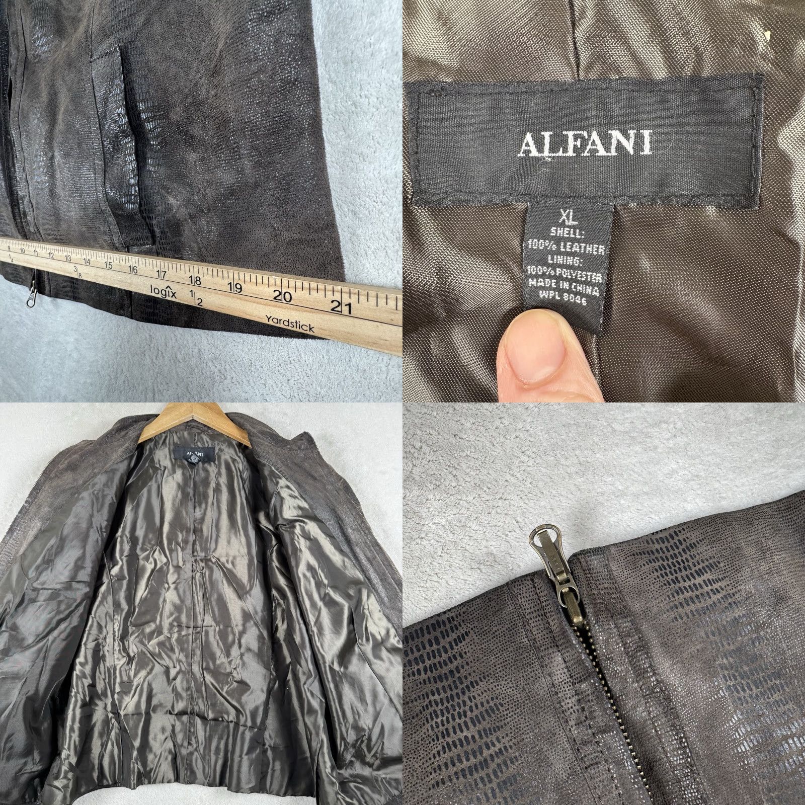 Alfani Alfani Women’s 100% Leather Jacket Snakeskin Brown XL Motorcycle Jacket Zip Leather Casual Size XL / US 12-14 / IT 48-50 - 9 Thumbnail
