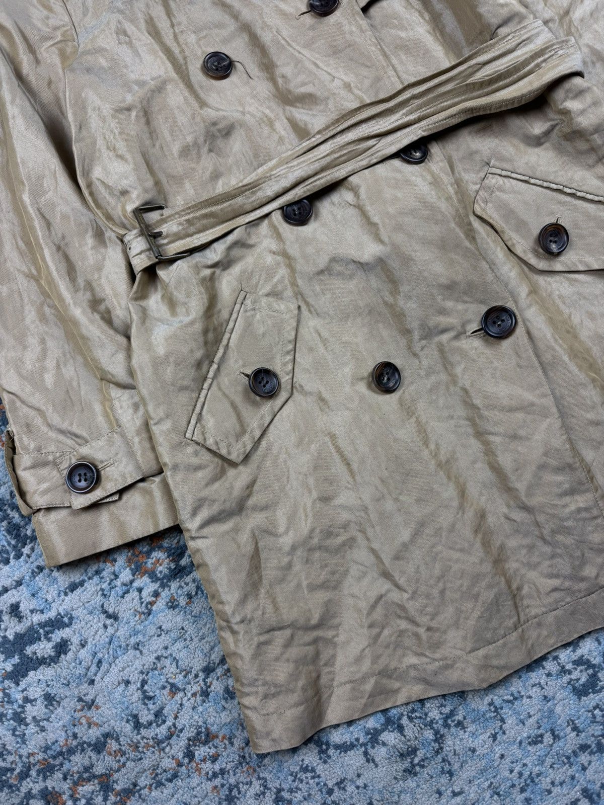 Designer × MCM × Vintage Vintage 90s MCM metal fiber long trench coat with belt Size S / US 4 / IT 40 - 5 Thumbnail