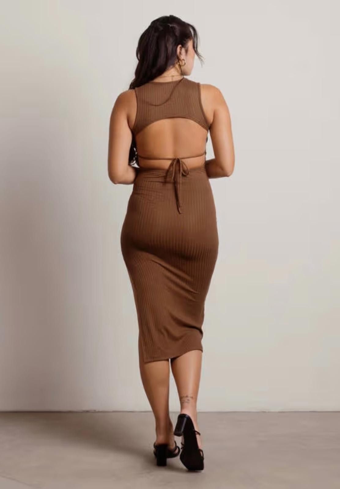 Other ENDLESS BLU Katara Ribbed Open Back Midi Dress (SMALL) Size S / US 4 / IT 40 - 1 Thumbnail
