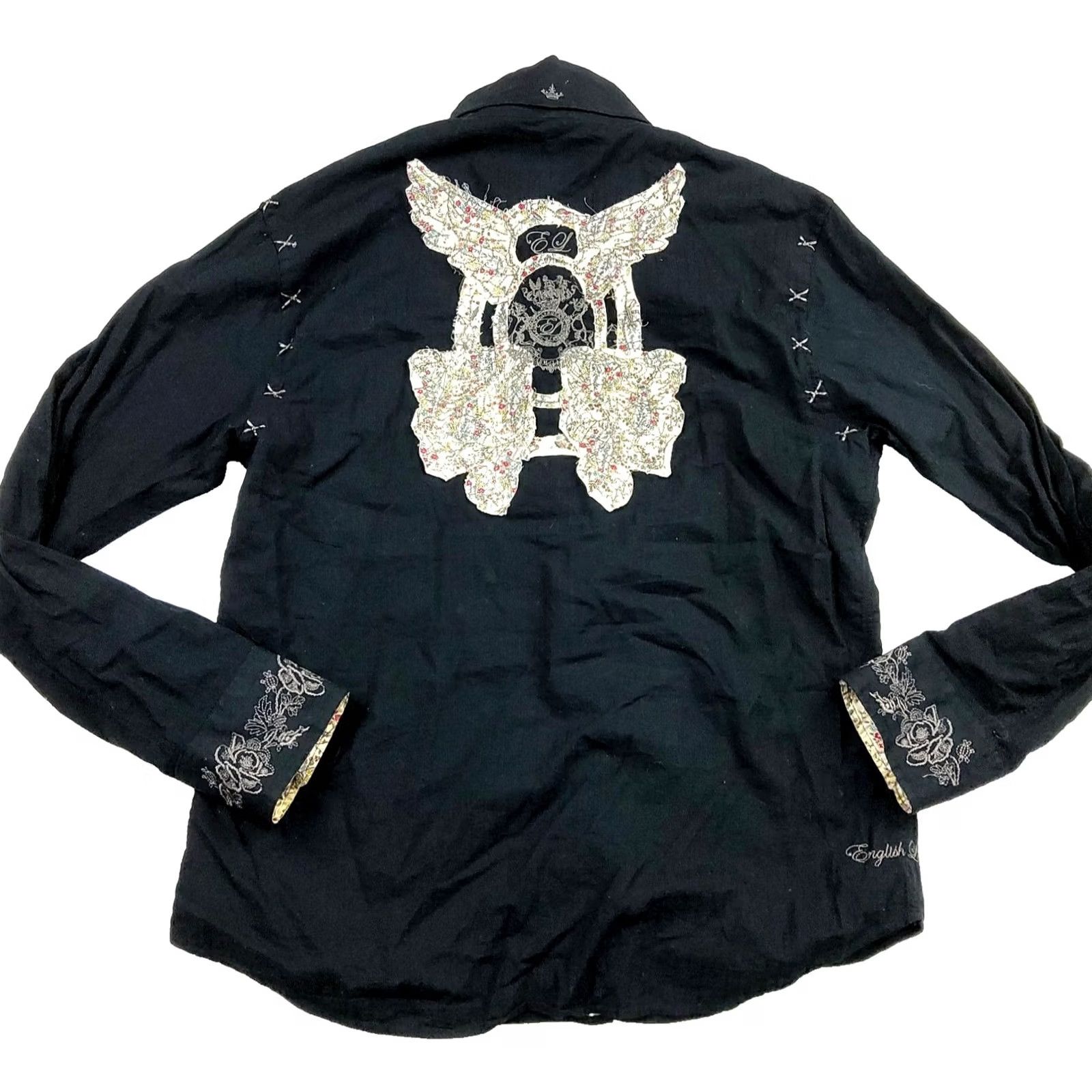 English Laundry VINTAGE English Laundry Christopher Wicks Embroidered Angel Wings Hand Sewn Button-Up Shirt XL Black Men Size US XL / EU 56 / 4 - 2 Thumbnail