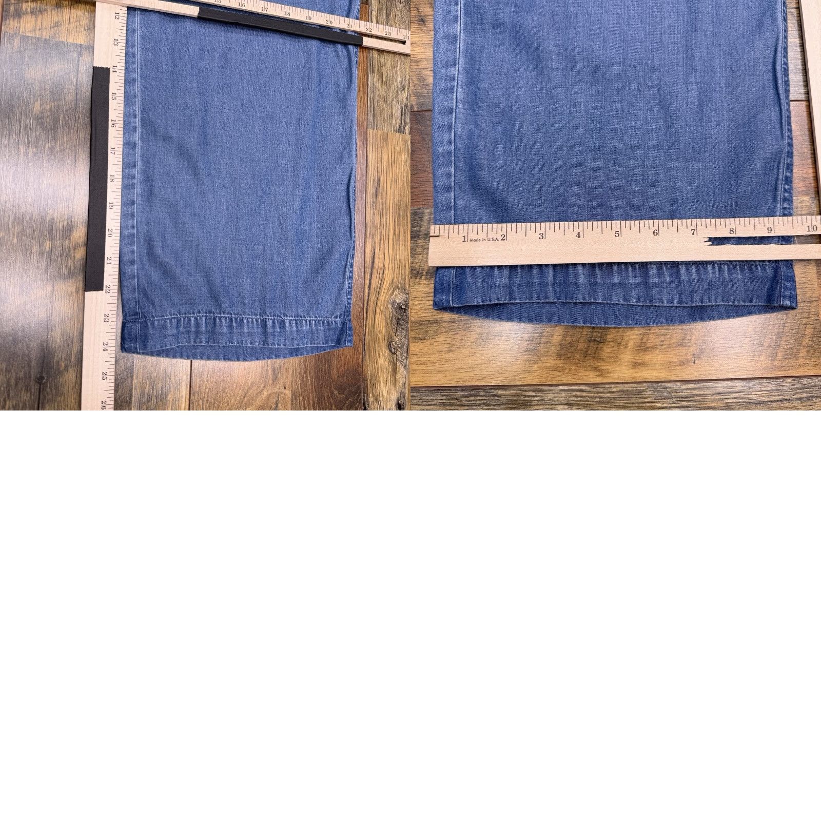 Denime Emma James Cropped Pants Womens 14 Denim Drawstring Wide-Leg City Relaxed High Rise Jeans Cotton Tencel Blue New with Tags Size 36" / US 14 / IT 50 - 9 Thumbnail