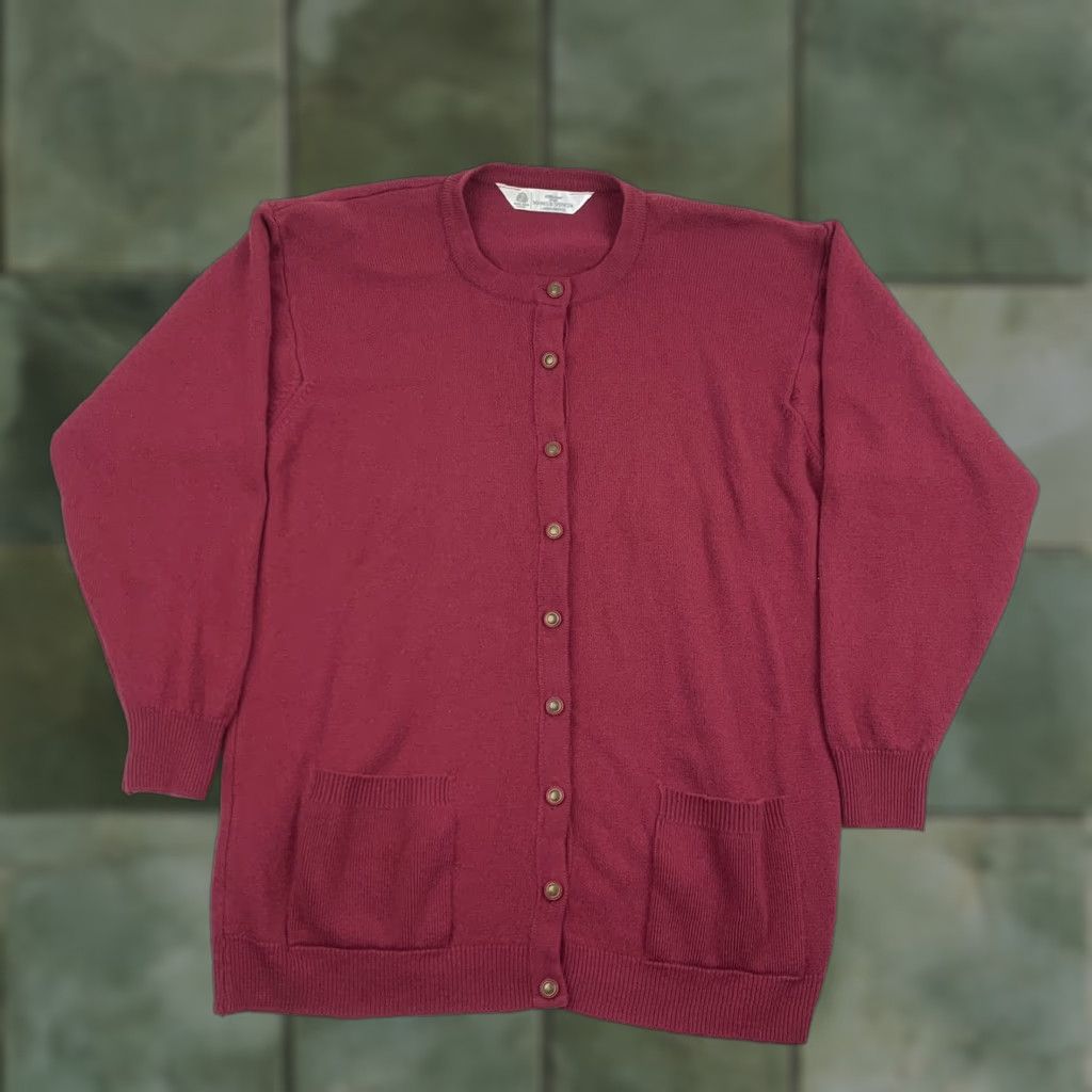 Marks & Spencer VINTAGE Marks & Spencer Wool Cardigan Womens 16 Large Red UK St Michael 90s Knit Mens? Size XXL / US 16-18 / IT 52-54 - 1 Thumbnail