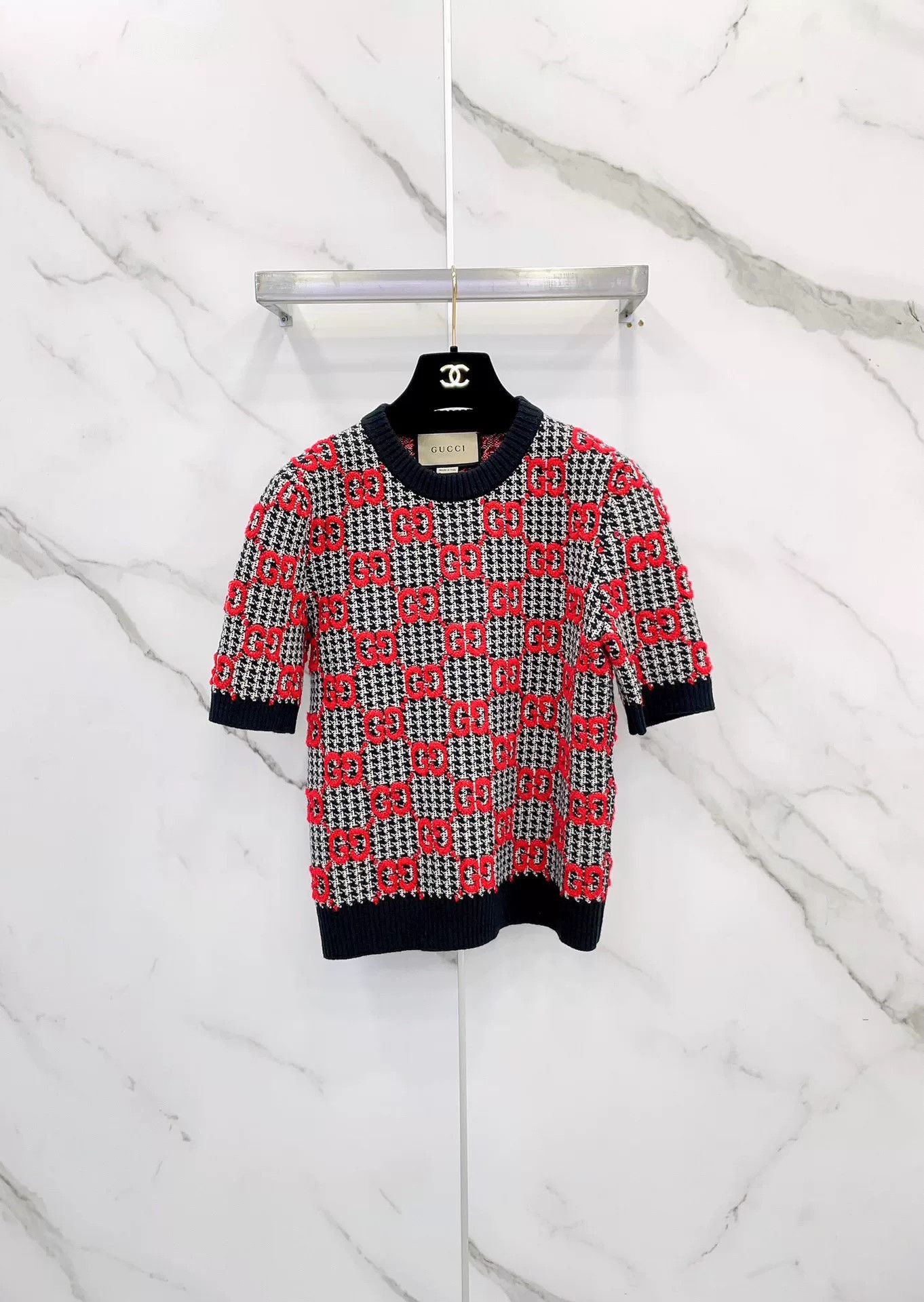 Gucci Gucci GG Bouclé Houndstooth Wool Top Size M / US 6-8 / IT 42-44 - 1 Thumbnail