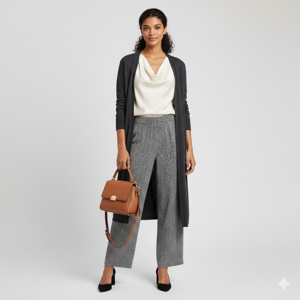 Other Three Dots Size L Pants Pilazzo Wide Leg Black White Herring Size 36" / US 14 / IT 50 - 10 Thumbnail