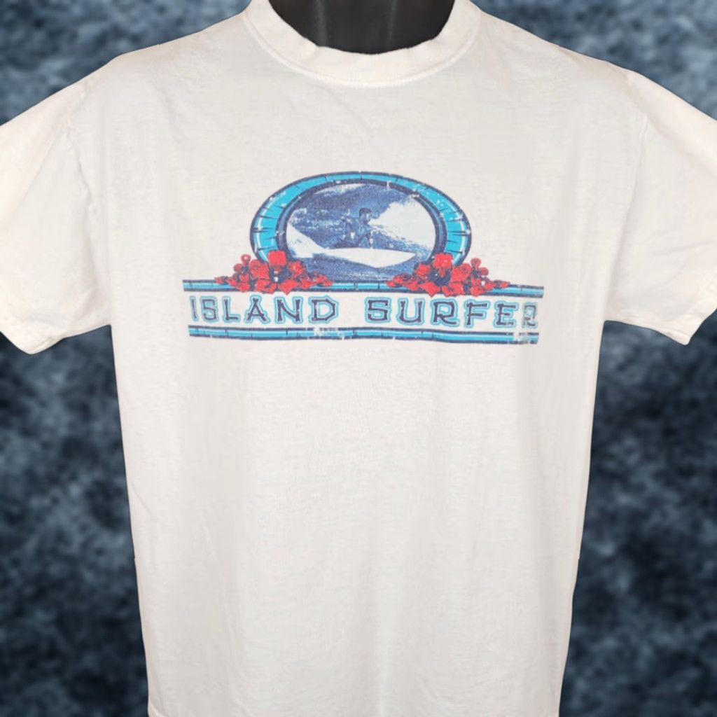 Delta VINTAGE Island Surfer T Shirt Mens Size Medium White Delta Hawaii Y2K Hawaiian Travel Surf Hang Loose Hawaii Destination Tourism Surf Womens? Wait No. Size US M / EU 48-50 / 2 - 1 Thumbnail