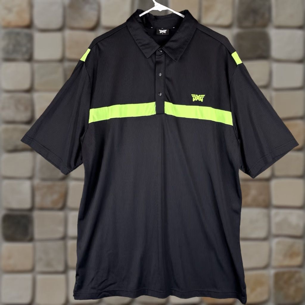 Vintage PXG Parsons Extreme Golf Polo Shirt Mens XL Black Neon Green Stripe Performance Polo Shirt Mens XL Black Neon Green Stripe Sports Golf Shirt Size US XL / EU 56 / 4 - 1 Thumbnail