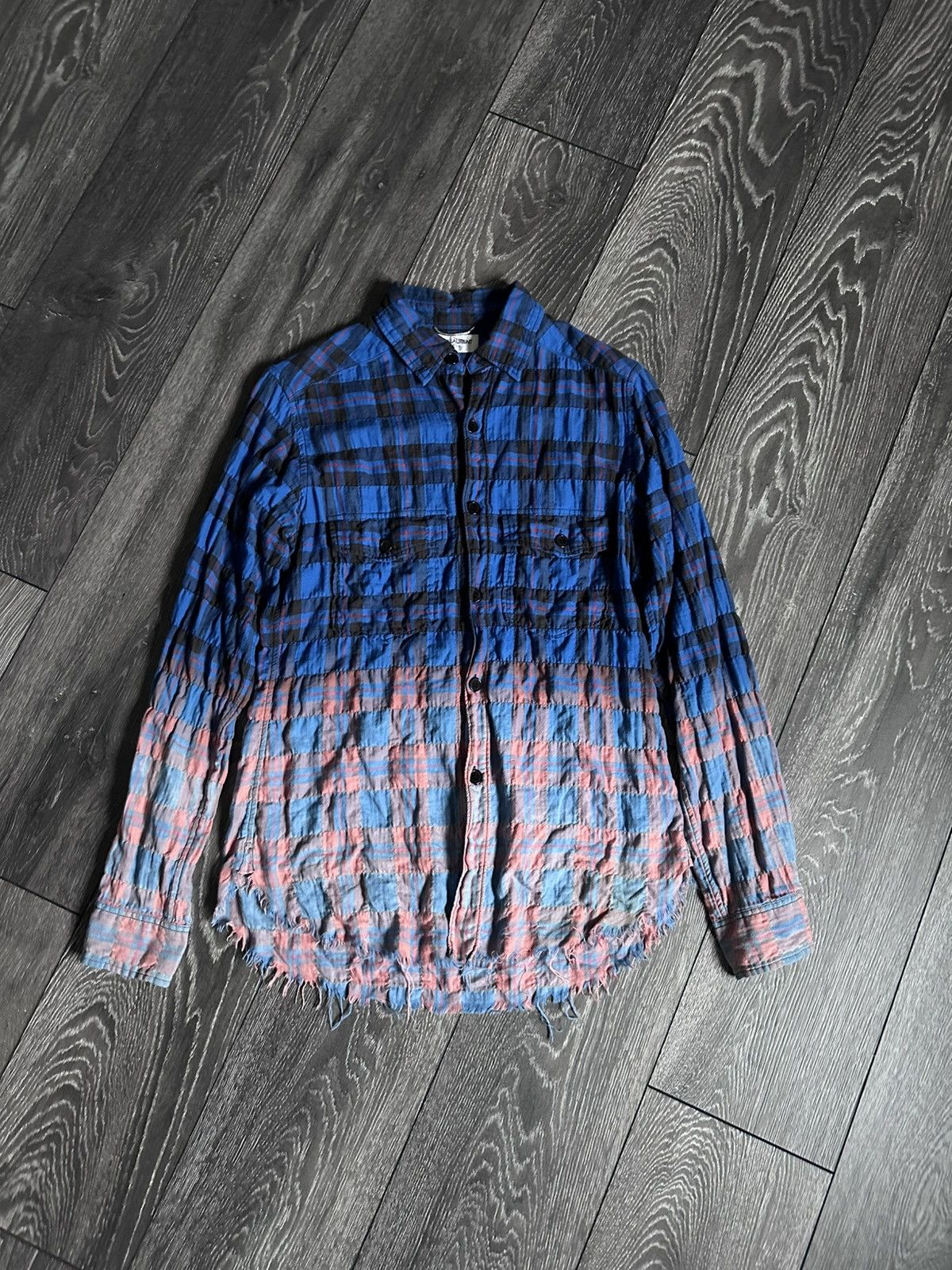 saint laurent paris ss16 surf sound two tone flannel shirt