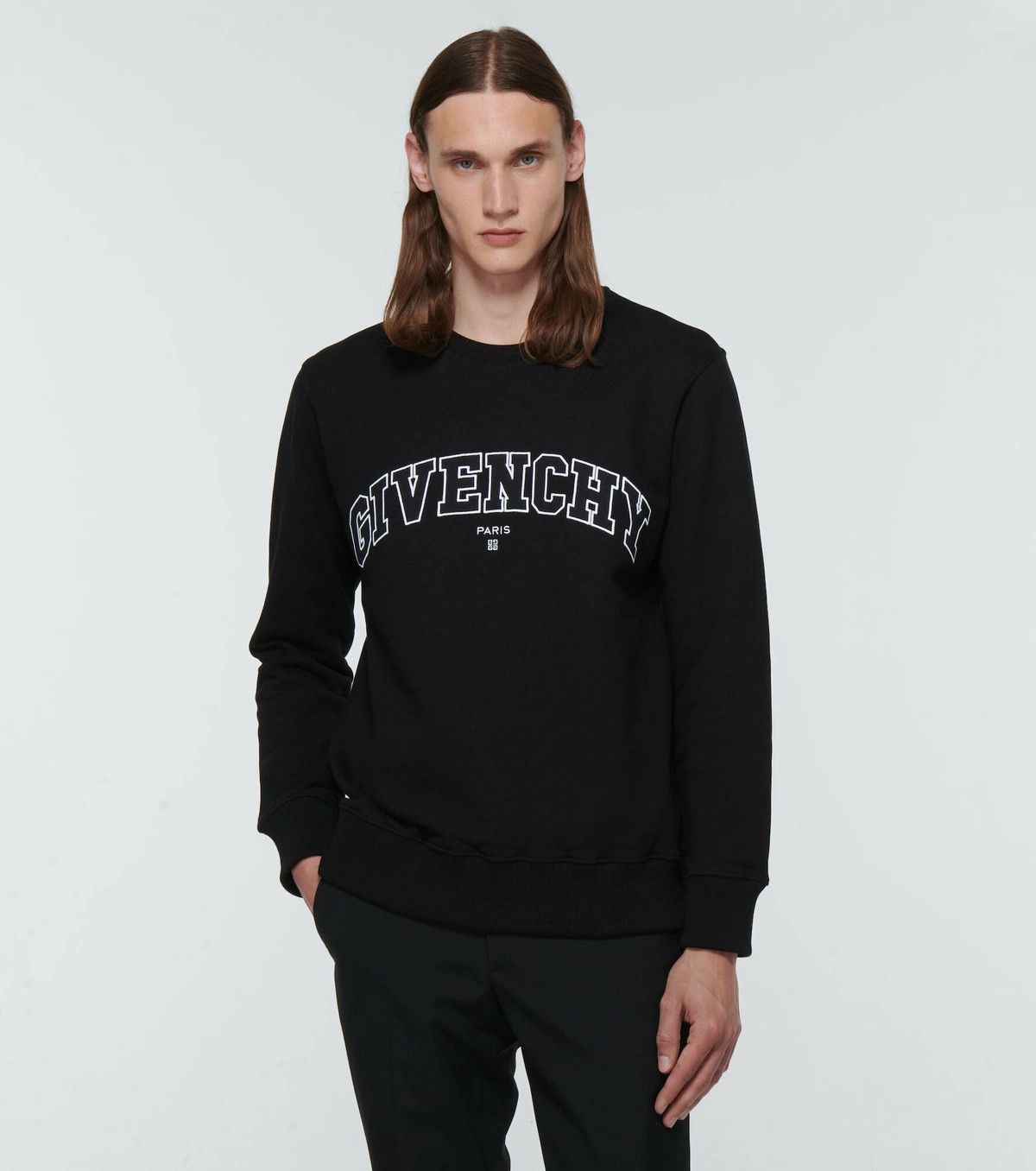 Givenchy Black Embroidered College Arch Logo Sweatshirt Size US M / EU 48-50 / 2 - 2 Thumbnail