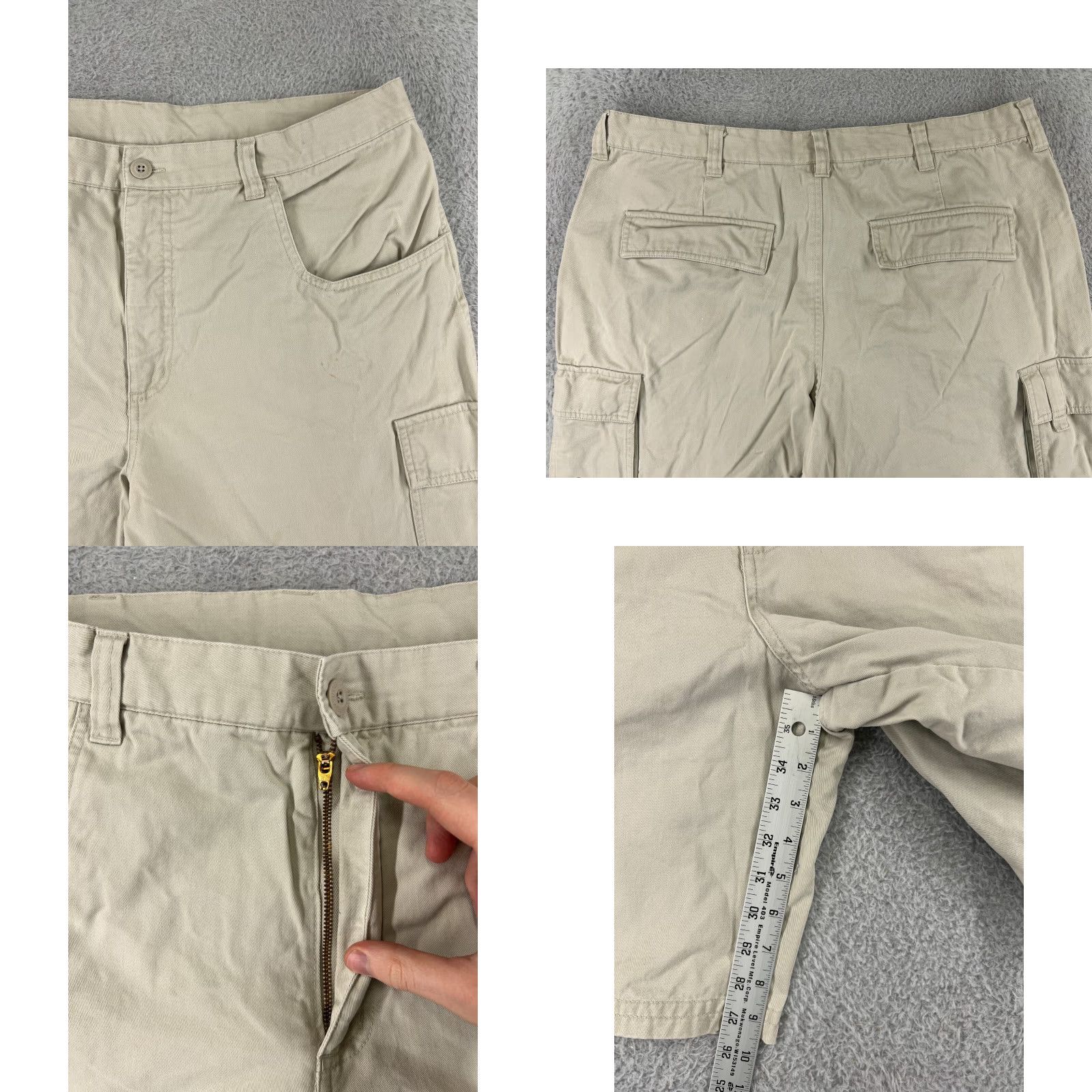 Vintage Columbia Cargo Shorts Men 40 Beige 100% Cotton Canvas Cargo Pocket Belted Zip Flat Front Regular Size US 40 / EU 56 - 8 Thumbnail