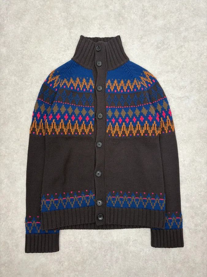 Marc Jacobs Marc Jacobs Colorful Brown Wool Cardigan Size US L / EU 52-54 / 3 - 1 Thumbnail