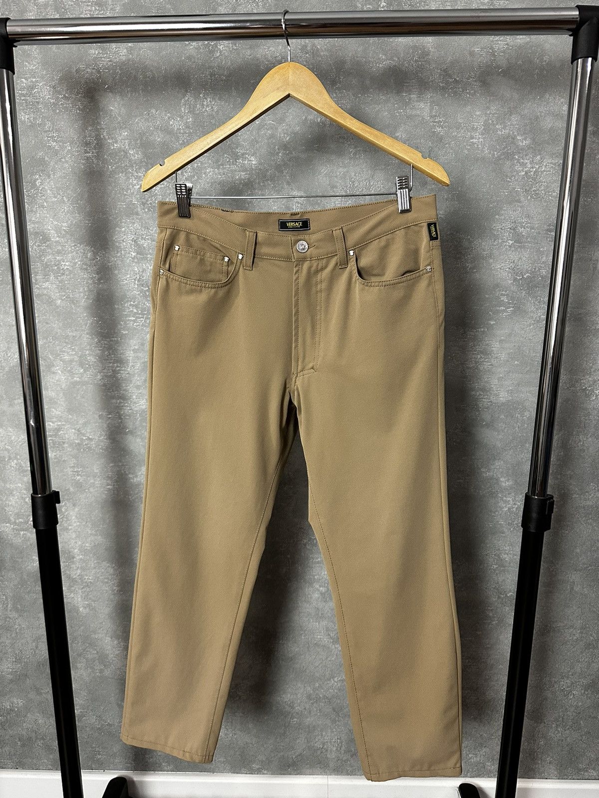 Versace Jeans Couture × Vintage Versace Jeans Couture Beige Logo Basic Women’s Pants Size 28" / US 6 / IT 42 - 1 Thumbnail