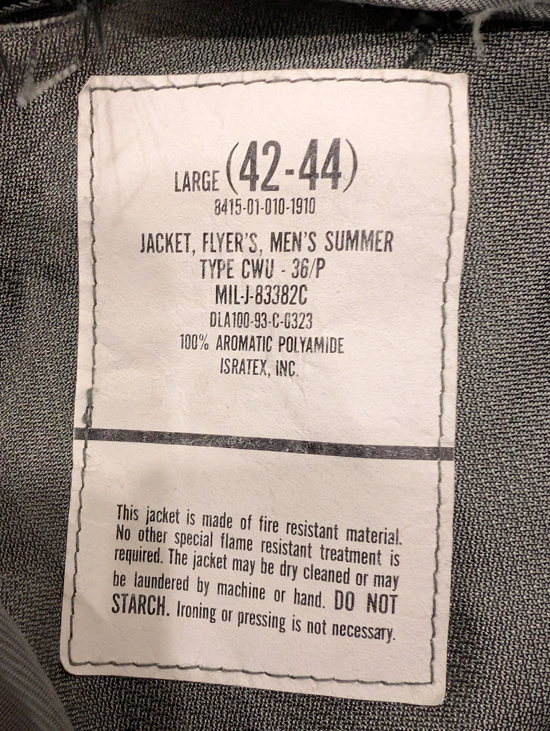 Other Vintage US Military Summer Flyer's Jacket CWU-36/P Green Size US L / EU 52-54 / 3 - 3 Thumbnail