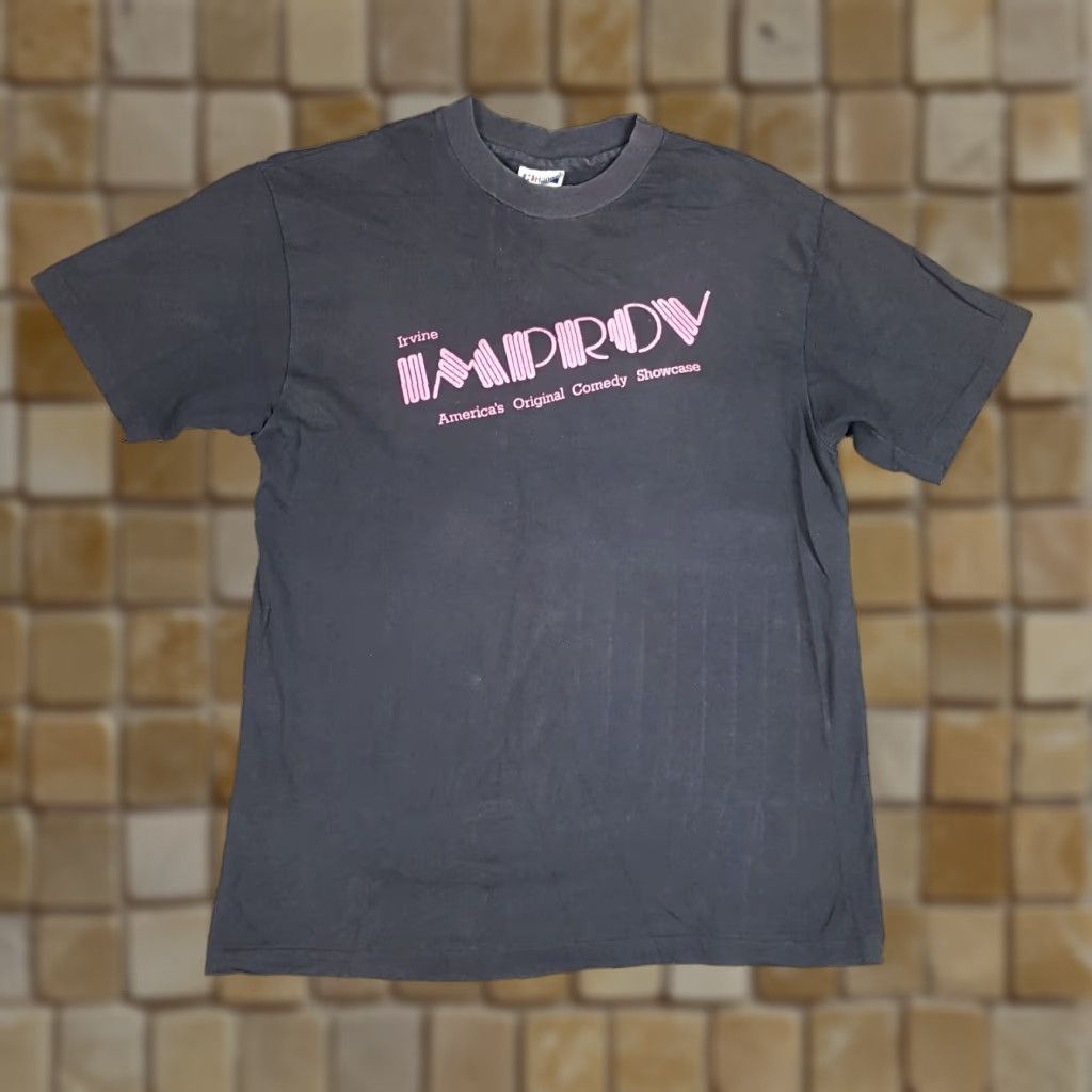 Hanes VINTAGE Hanes 90s Improv Comedy T-Shirt Adult Large Black Faded Retro Grunge Mens Size US L / EU 52-54 / 3 - 1 Thumbnail